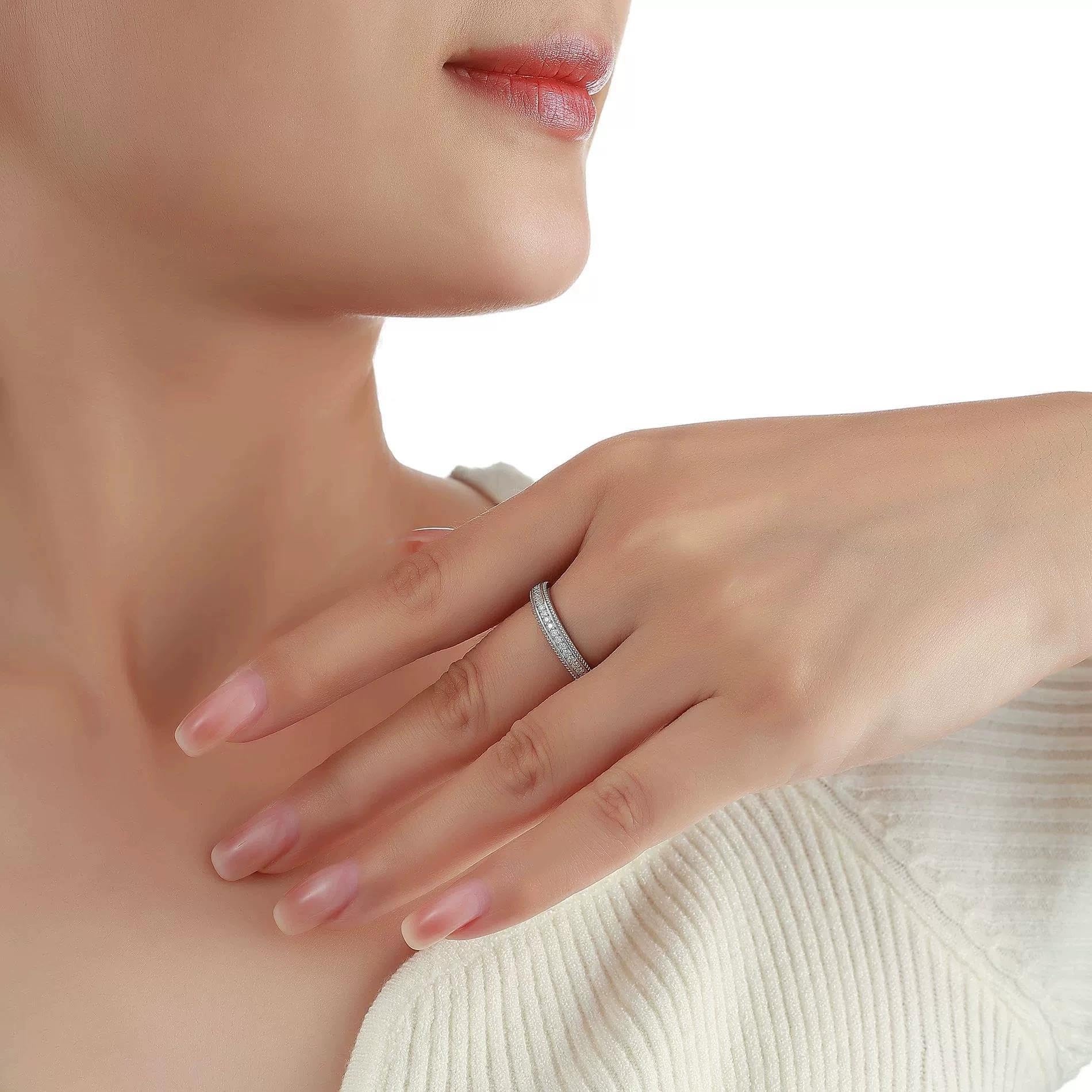 Plata 925 Eternidad Moissanita Anillo for Mujer Hombre