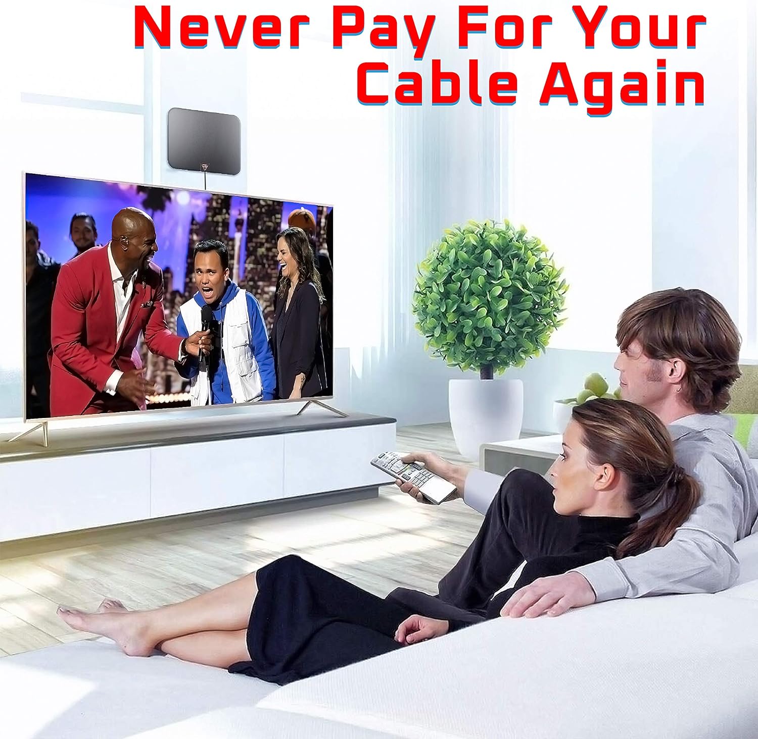 Gesobyte Amplified HD Digital TV Antenna Long 200 Miles Range - Support 4K 1080p Fire tv Stick and All Older TV's - Indoor Smart Switch Amplifier Signal Booster - 18ft Coax HDTV Cable/AC Adapter : Electronics
