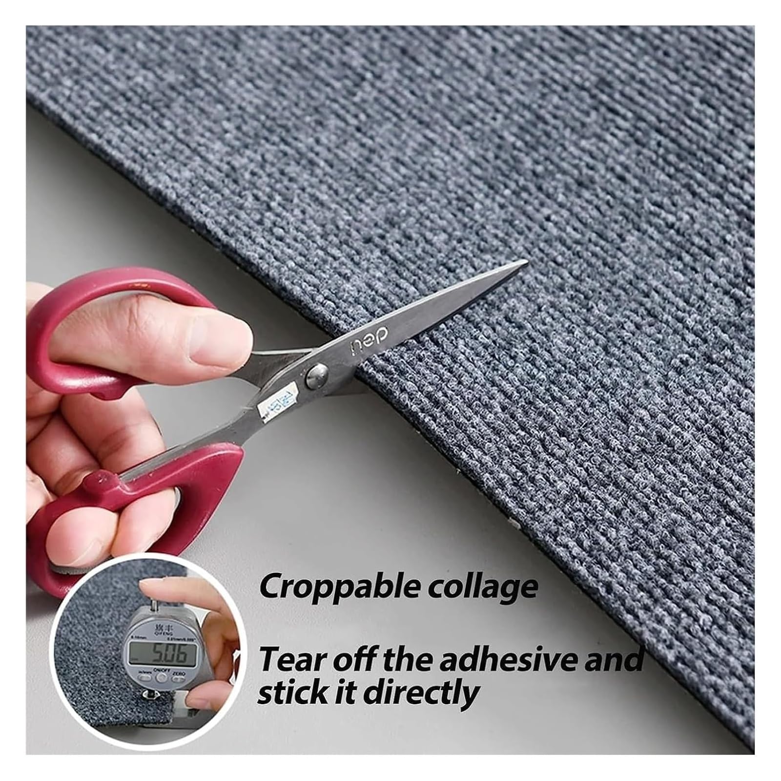 Dalles de Moquette, Revêtement de Sol antidérapant Auto-adhésif à Usage et réutilisable(12 * 12in Light Gray,12pcs)