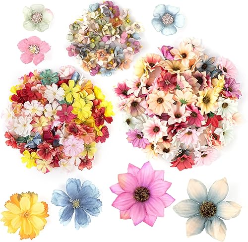 Framendino, Paquete de 150 cabezas de flores sintéticas, cabeza de margarita de seda artificial, cabeza de flores pequeñas, multicolor, mini para