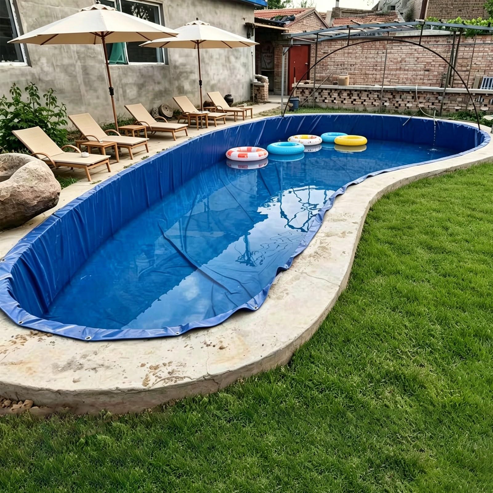 Étang à poissons en toile pliable épaissie bassin aquaculture portable réservoir hors sol
