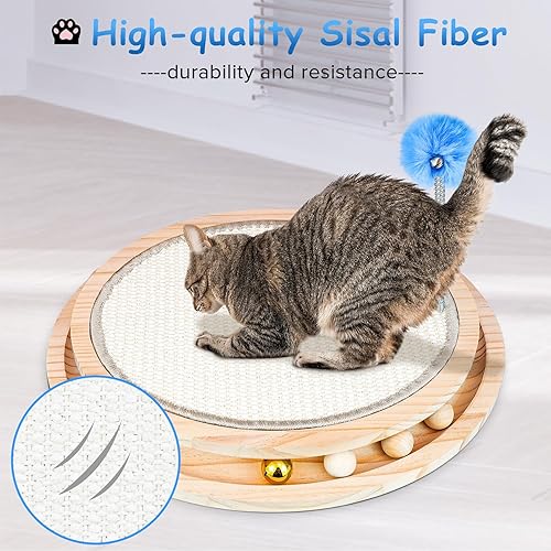 Miniatura 6 de Juguete para rascar para gatos, almohadilla rascador de sisal, almohadilla de rascador de sisal, rascador redondo para gatos, juguete divertido con