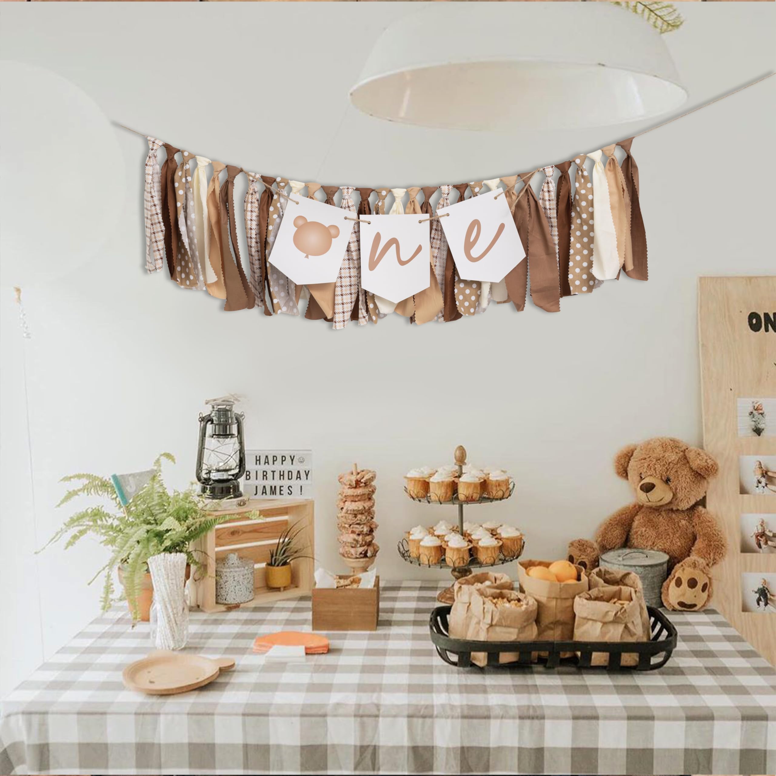 Bear Theme High Chair Banner – First Birthday 'One' Garland For Woodland Baby Shower & Party Decor