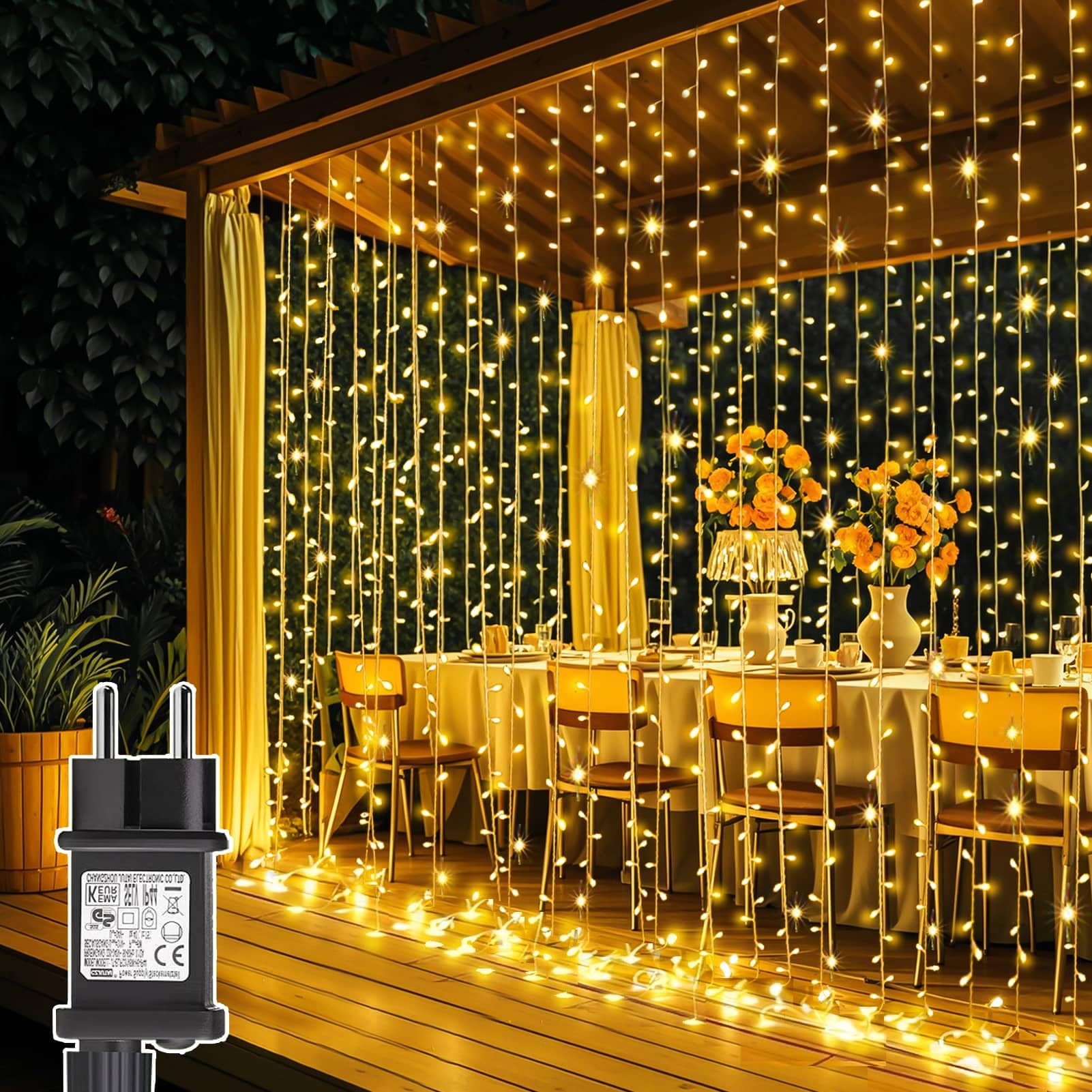 LEDYA Lucine Esterne, 30m 300 Lucine Led Bianche Calde Con 8 Modalità E Funzione Di Memoria, Impermeabili Ip44 Per Balcone, Giardino, Ringhiera, Natale, Interni, Esterni