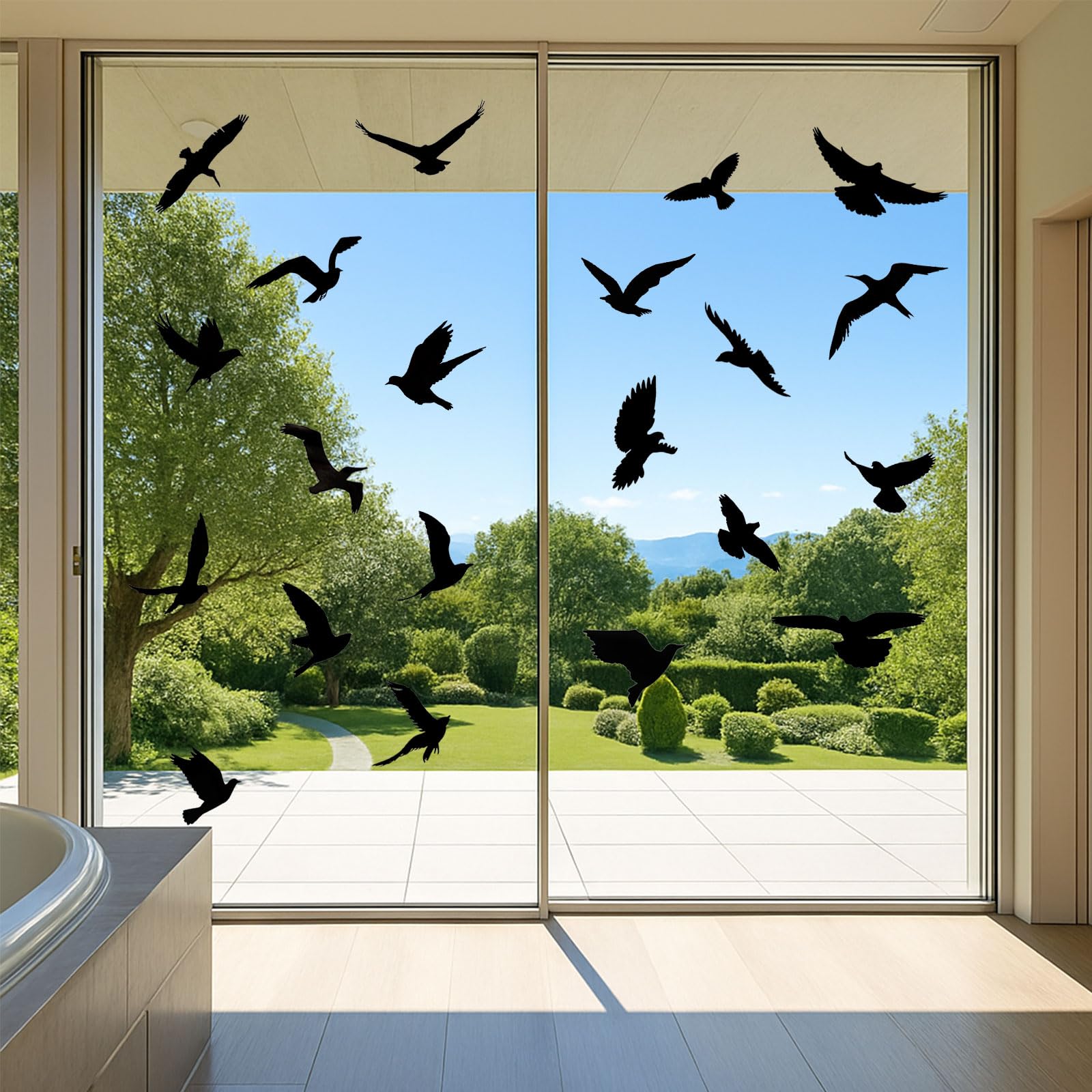 Lot de 37 autocollants de protection contre les oiseaux - En PVC - Réutilisables - Statiques et autocollants contre les chocs d'oiseaux