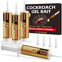 4 Pack Cockroach Gel, Upgraded Indoor Roach Gel Fast-Acting & Long-Lasting, Easy to Apply Kitchen Bathroom Basement Indoor, No Mess