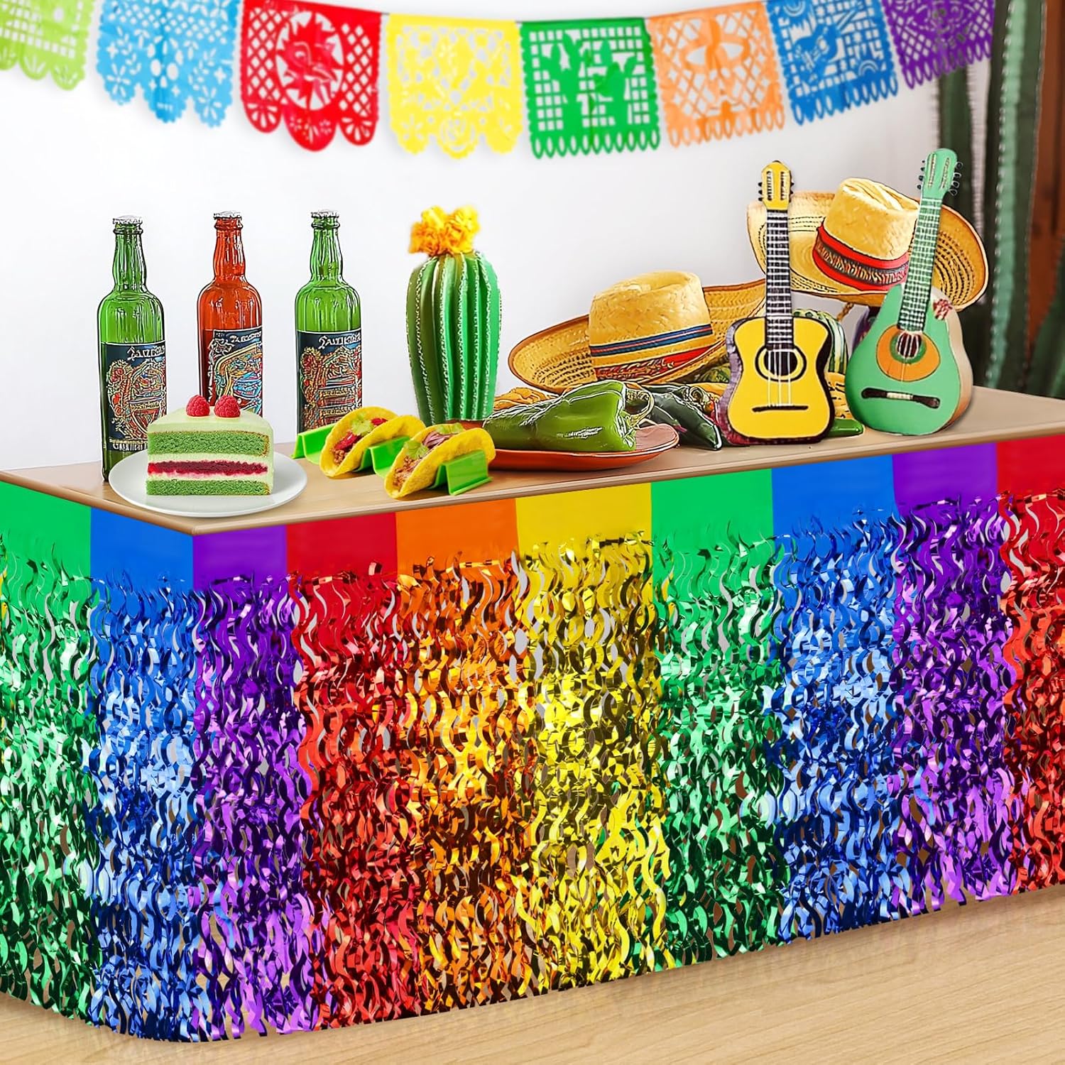 2Pcs Fiesta Party Decorations Table Skirts, 30 * 108 inch