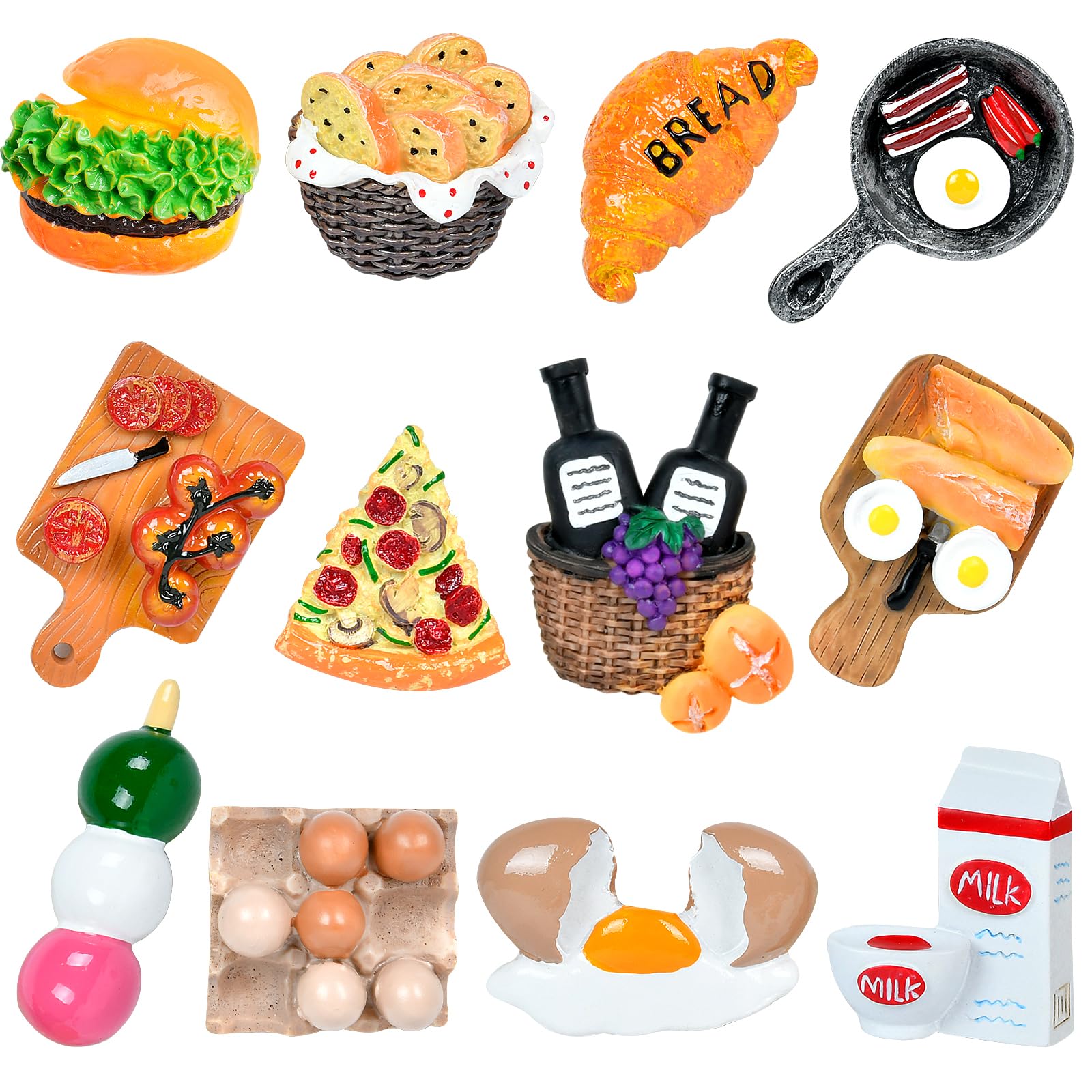 Worldity 12 Pcs Food Magnets for Fridge Magnets, 3D Resin Cute Food Fridge Magnets Creative Natural Food Shaped Magnets for Home Decor, Refrigerator,