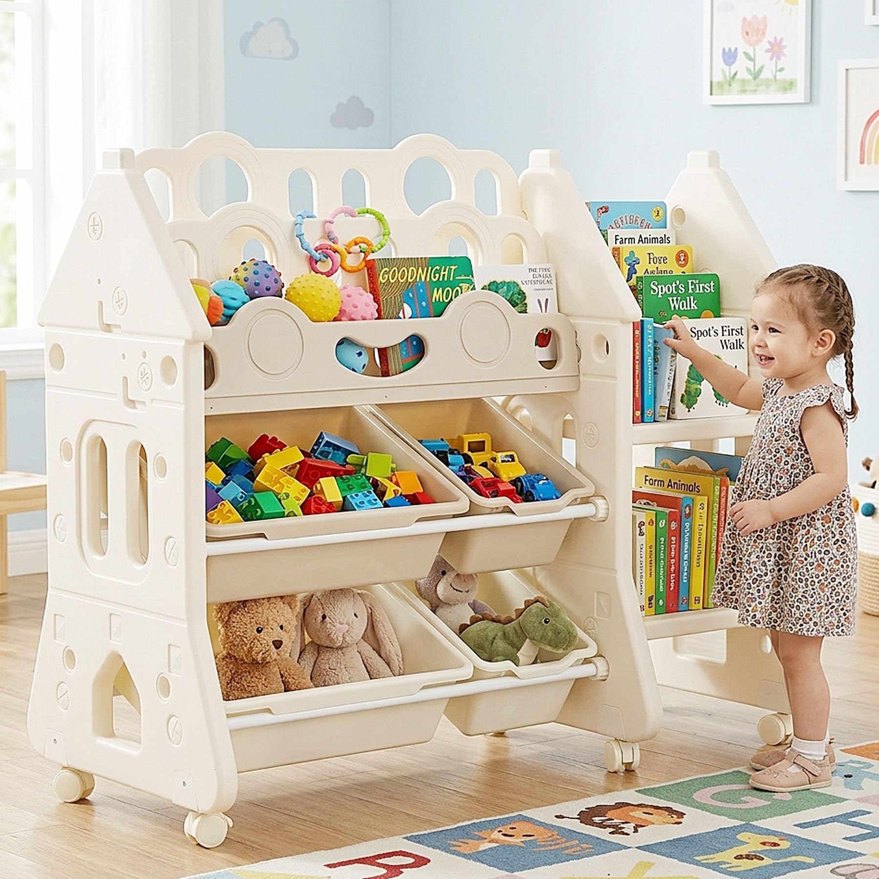 【美品】子供用オモチャ収納 Amazon.co.jp: おもちゃ収納 絵本棚 大容量 子供用 おもちゃ箱 3段