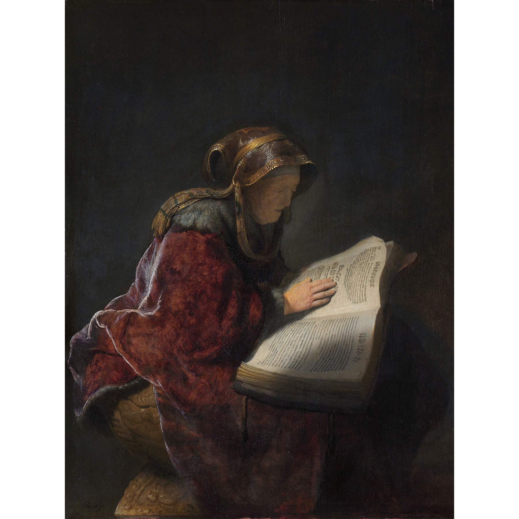 Artery8 Rembrandt Old Woman Reading Portrait Large Wall Art Poster Print Thick Paper 18X24 Inch