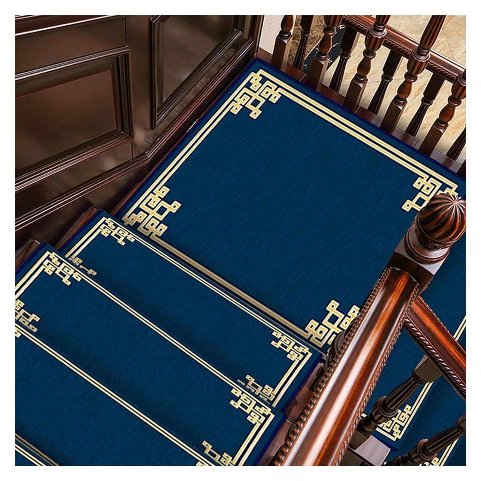 Treppenteppich Teppich ,Rutschfeste Innentreppenma 5 PCS Chinesische Treppenmatten, Treppenteppich Anti-Bewegung und rutschfeste Treppen Selbstklebende Treppenmatten for Kinder, ältere Menschen und Ha