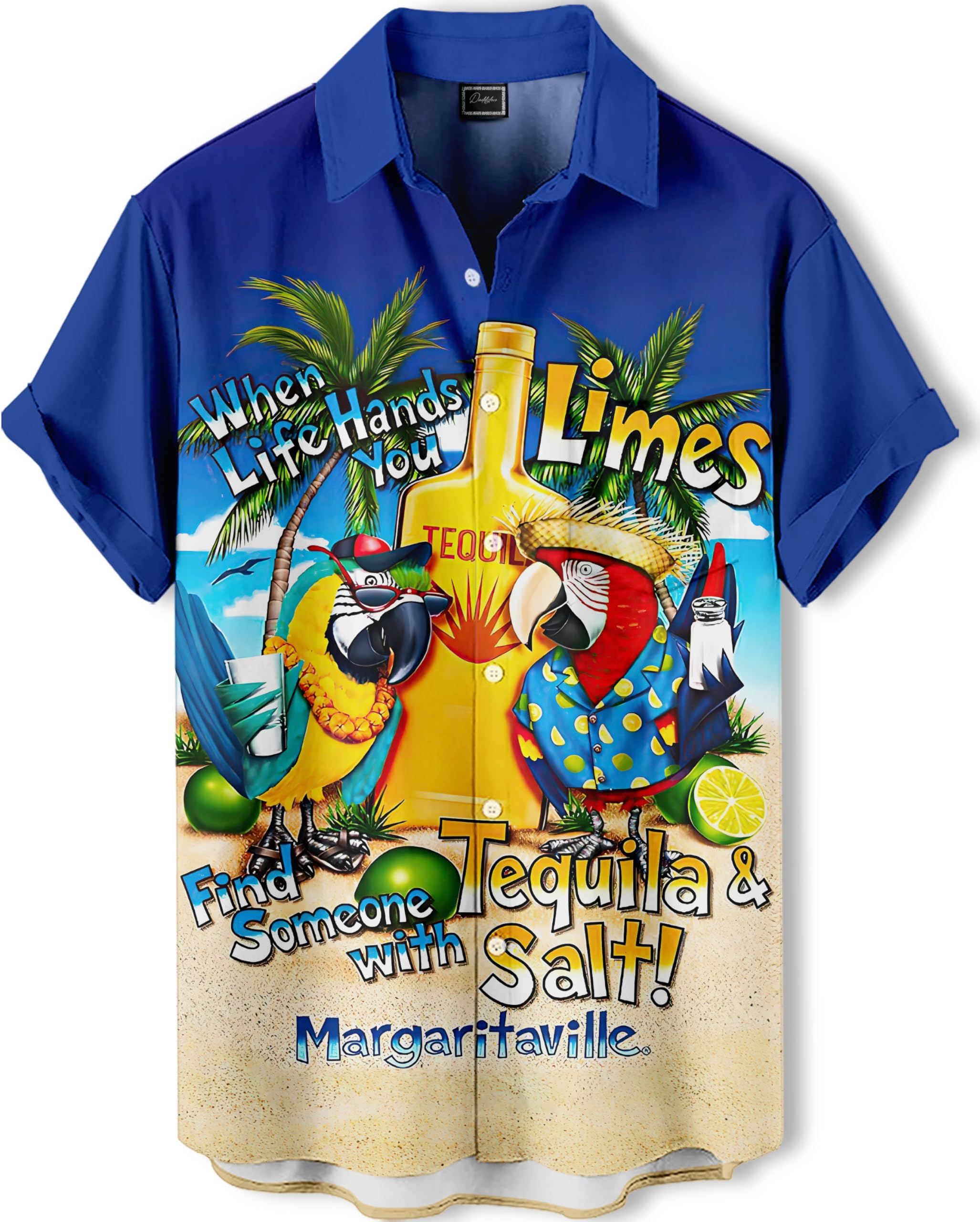 Men's Hawaiian Shirt,Ocean Print Shirt, Funny Short Sleeve Button Down,Regular Fit
