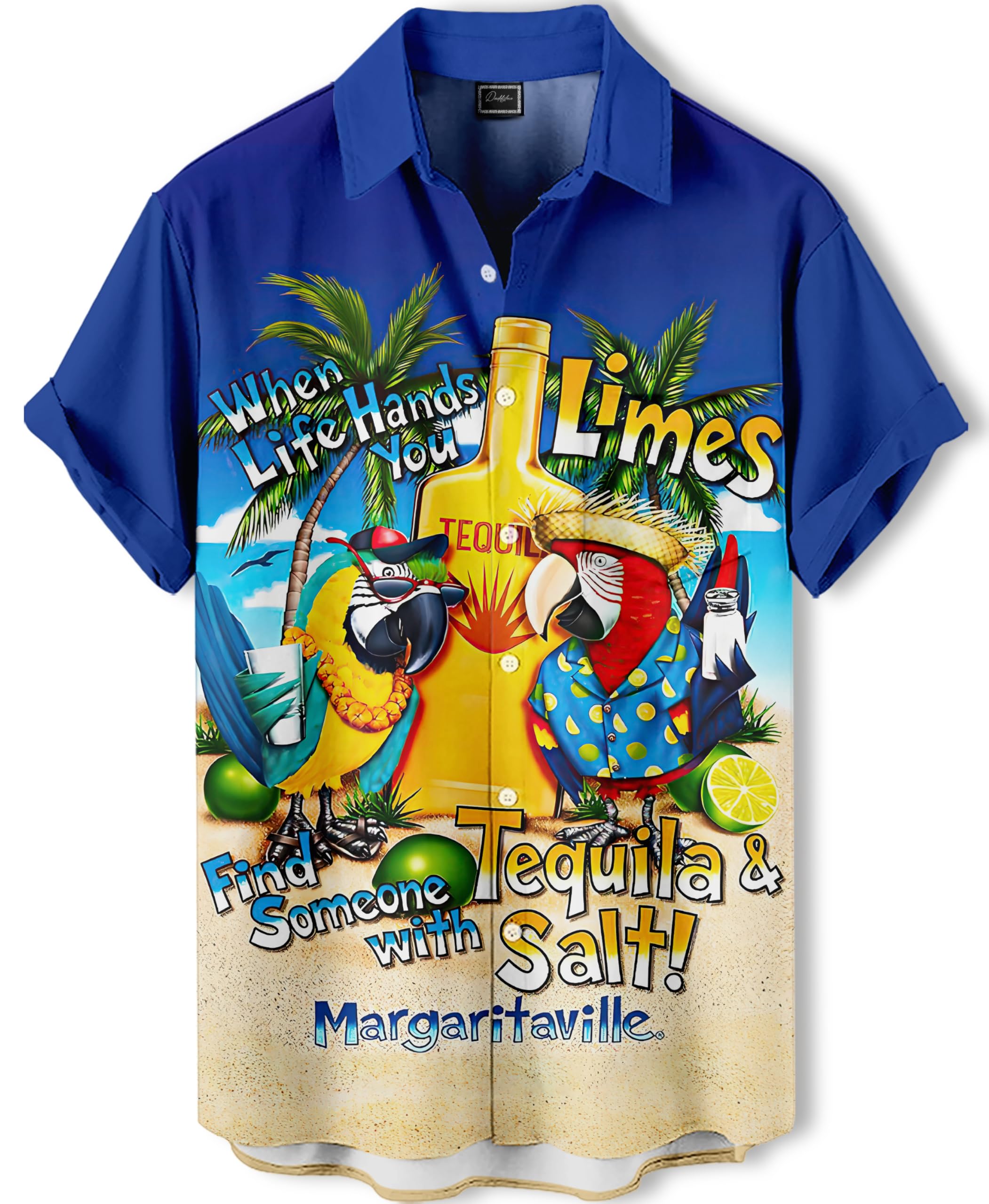 Men's Hawaiian Shirt,Ocean Print Shirt, Funny Short Sleeve Button Down,Regular Fit