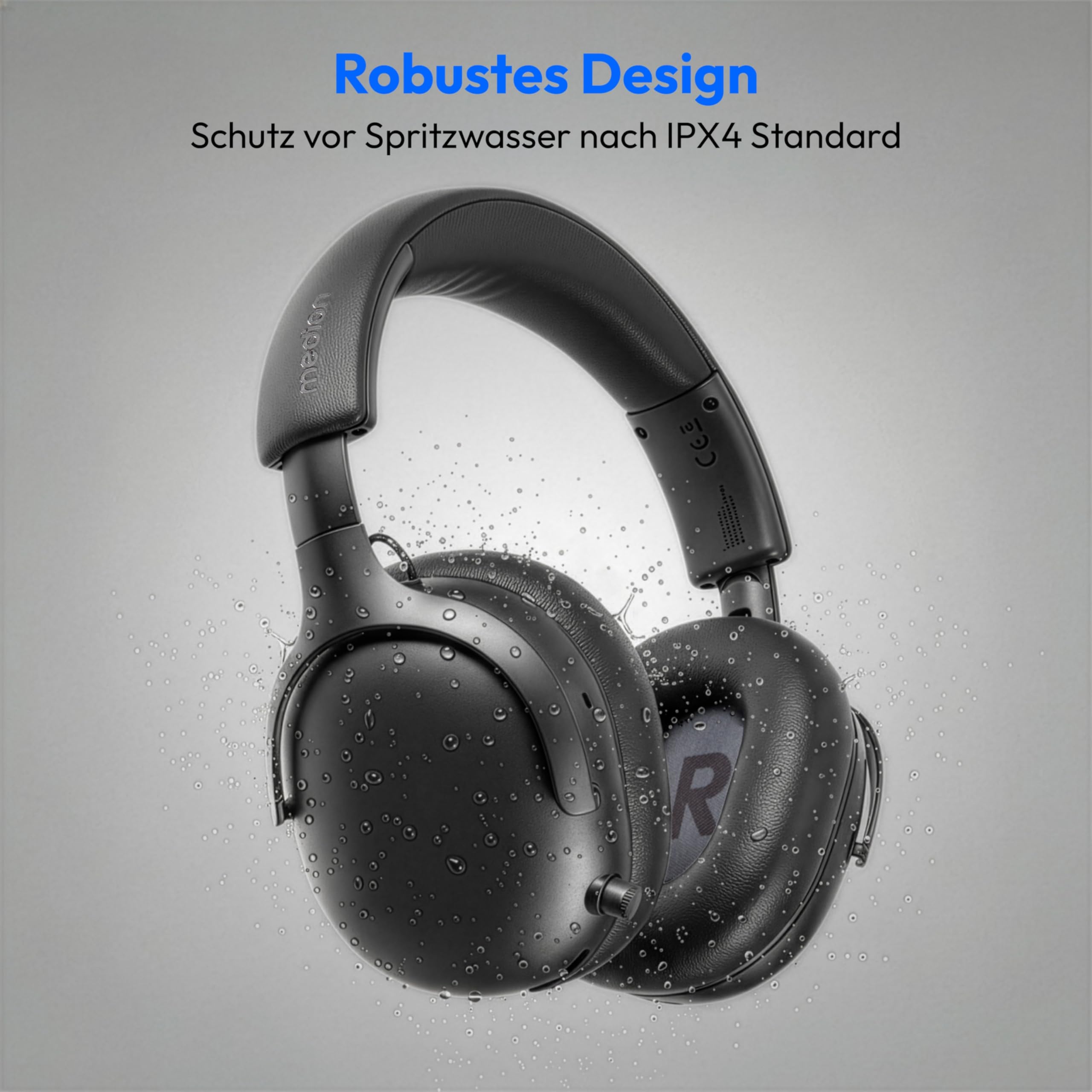 MEDION Over Ear Kopfhörer HX-1 Pro (kabellos, Hybrid Active Noise Cancelling ANC, Bluetooth 6.0, Wireless, 7+1 EQ Presets, bis zu 190 Stunden Akkulaufzeit, IPX4 Spritzwasserschutz) urban anthrazit