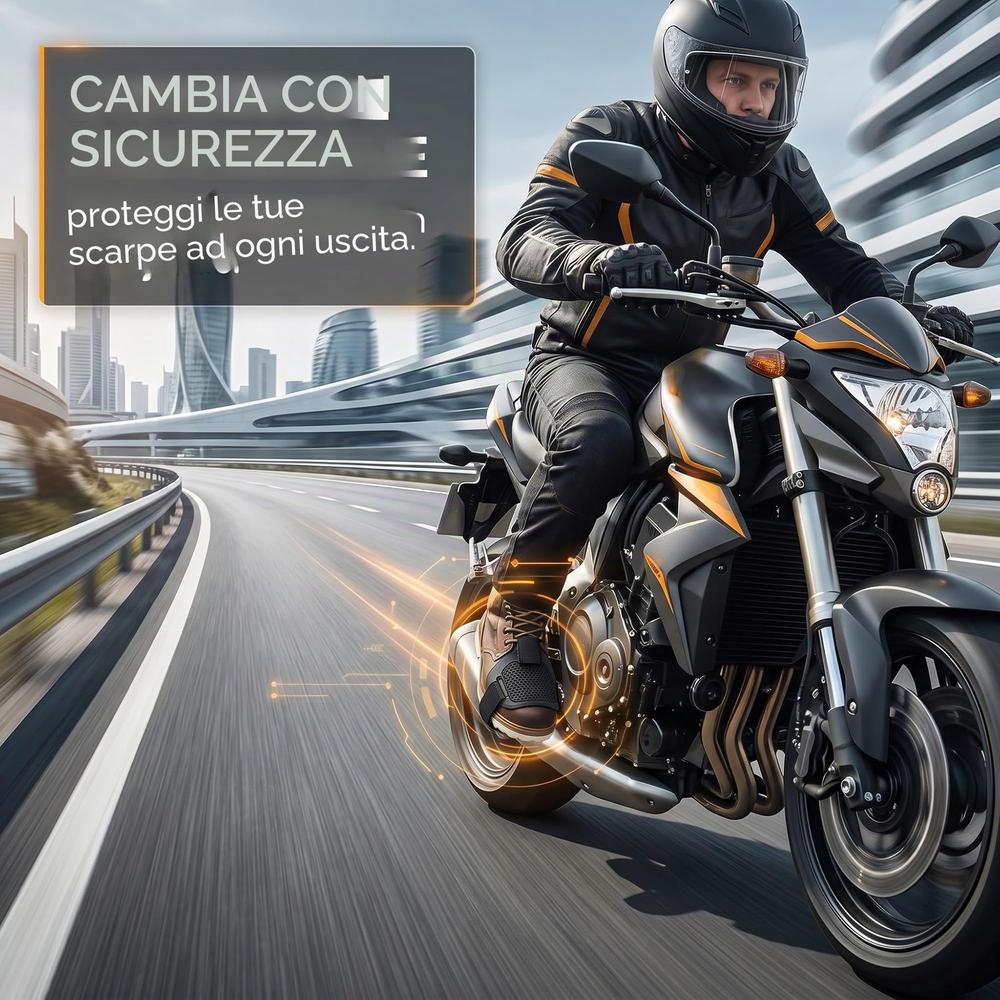 1 Pezzo Proteggi-scarpa da Moto, Copriscarpa Antiscivolo e Resistente all'Usura in PVC Regolabile, Accessorio Protettivo per Ciclismo - Nero, Ideale per Pendolari, Motociclisti Professionisti