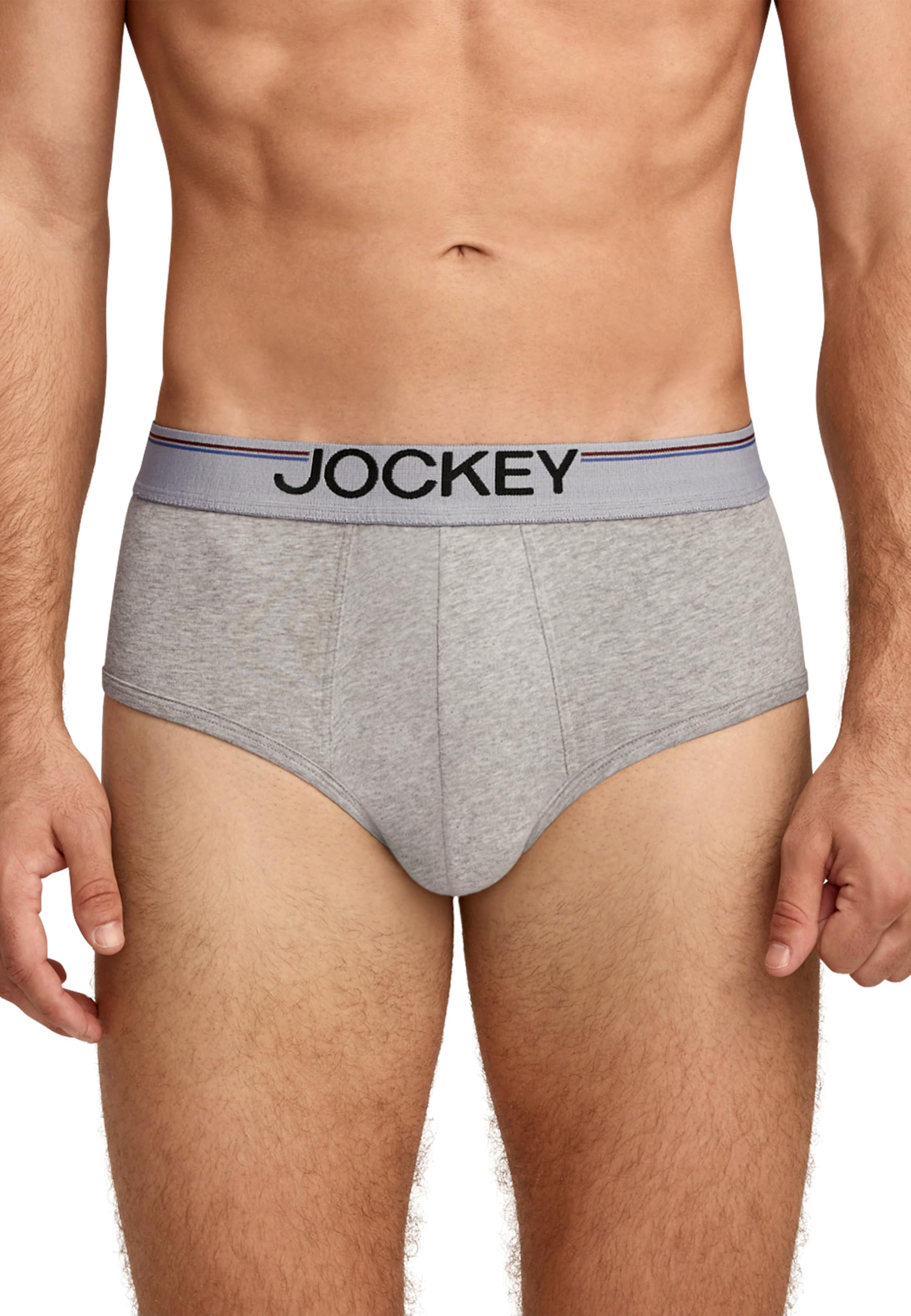 Jockey Men's Cotton Stretch Comfort Brief - 3 Pack, Grey Heather, XL