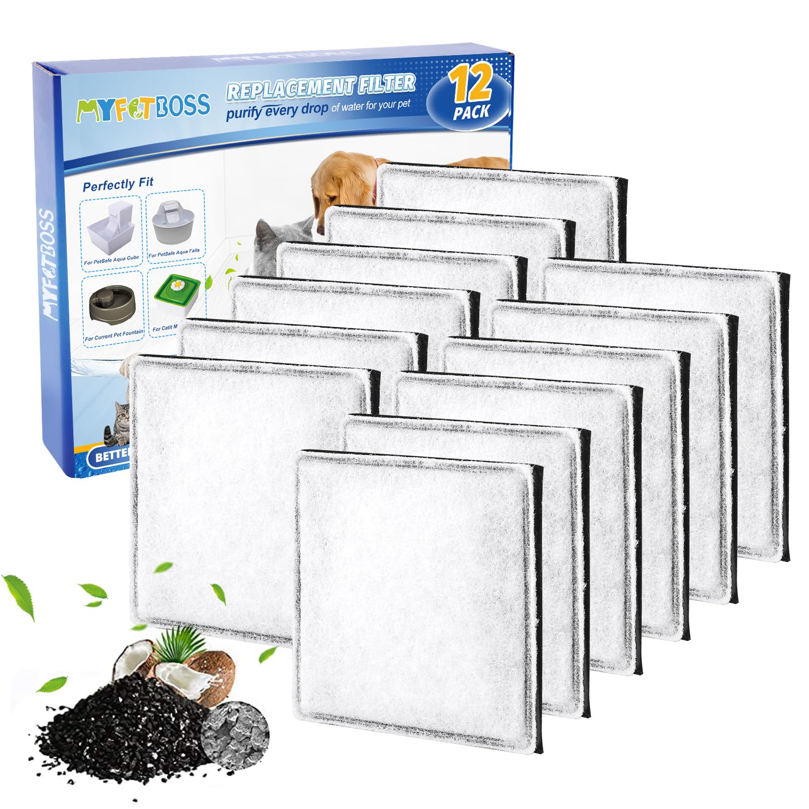 MyfatBOSS Cat Water Fountain Filter Fit for Premier Pet Fountain Filters Replacement, Pet Fountain Filter Replacement Compatible with Petsafe Aqua