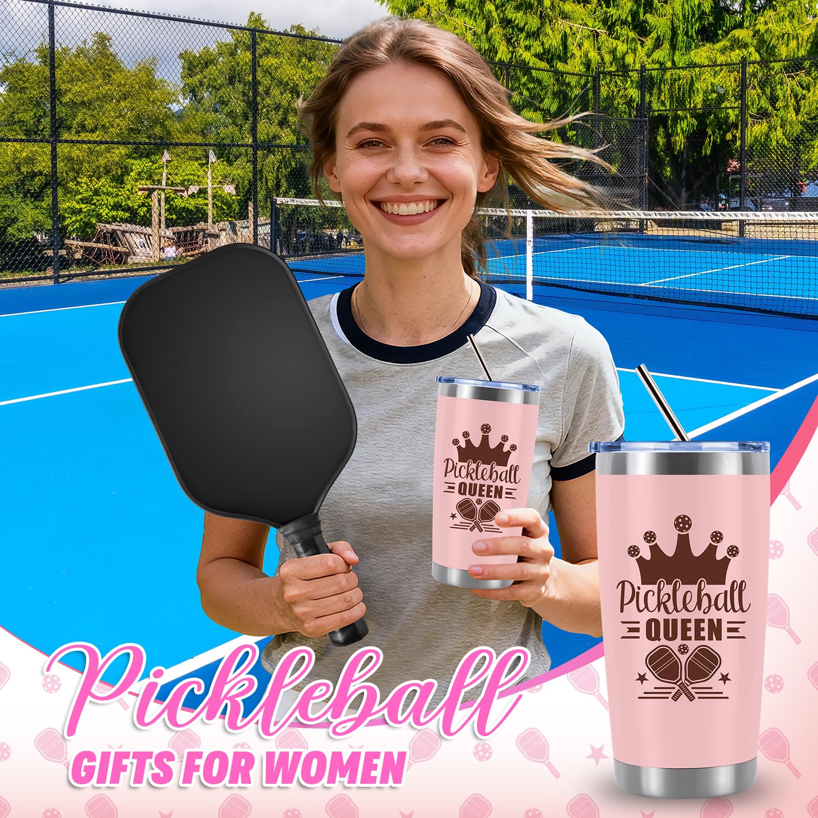 Pickleball Gifts for Women, Pickleball Lover Stuff with 20 Oz Tumbler Hat Socks Tote Bag Makeup Bag Keychain Sticky Notes, Birthday, Christmas Gift for Pickleball Player, Pickleball Coach