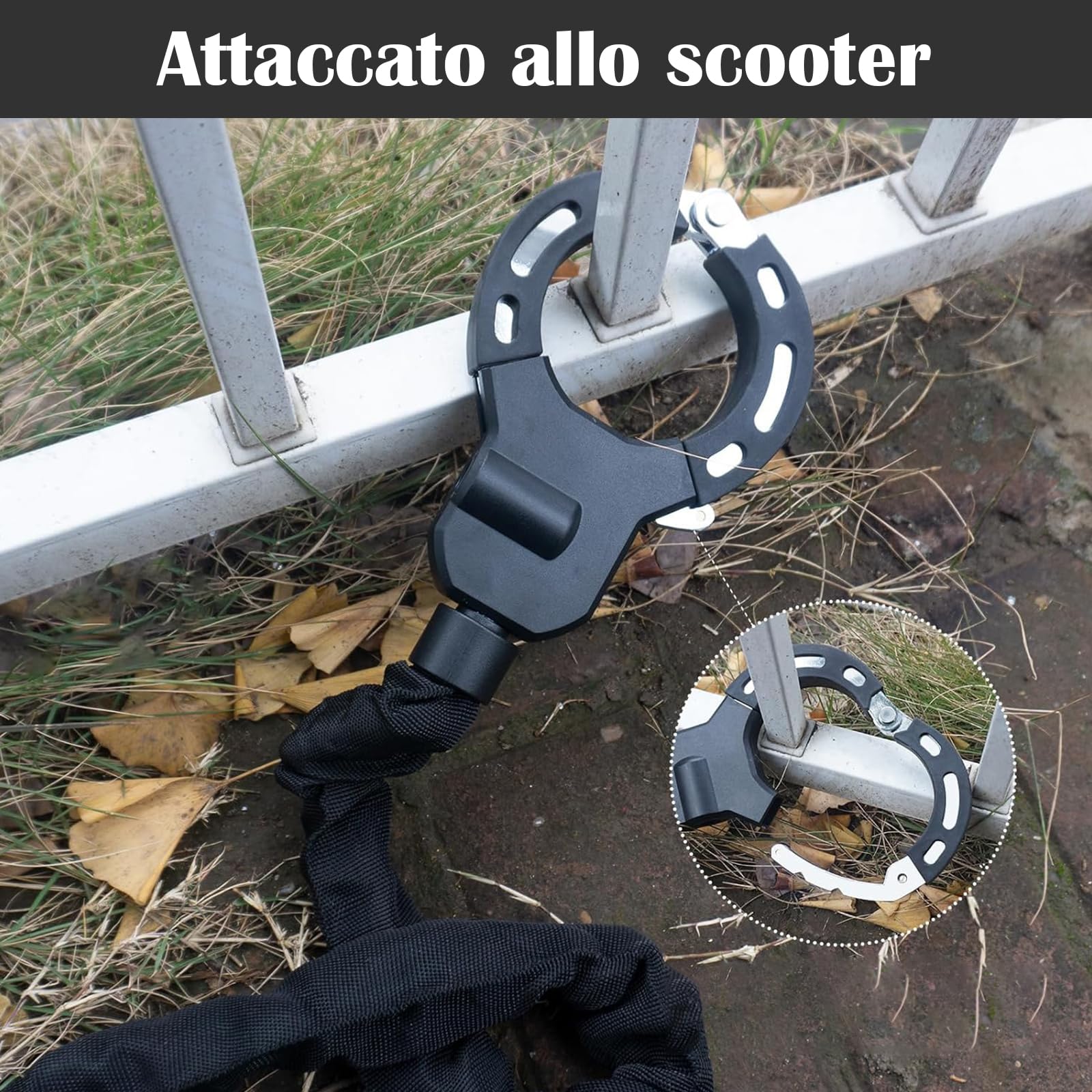 Antifurto Monopattino Elettrico, Catena da 8 mm lucchetto monopattino elettrico con chiave, Lucchetto per bicicletta da 92cm, Lucchetto ad alta sicurezza, scooter (Nero)