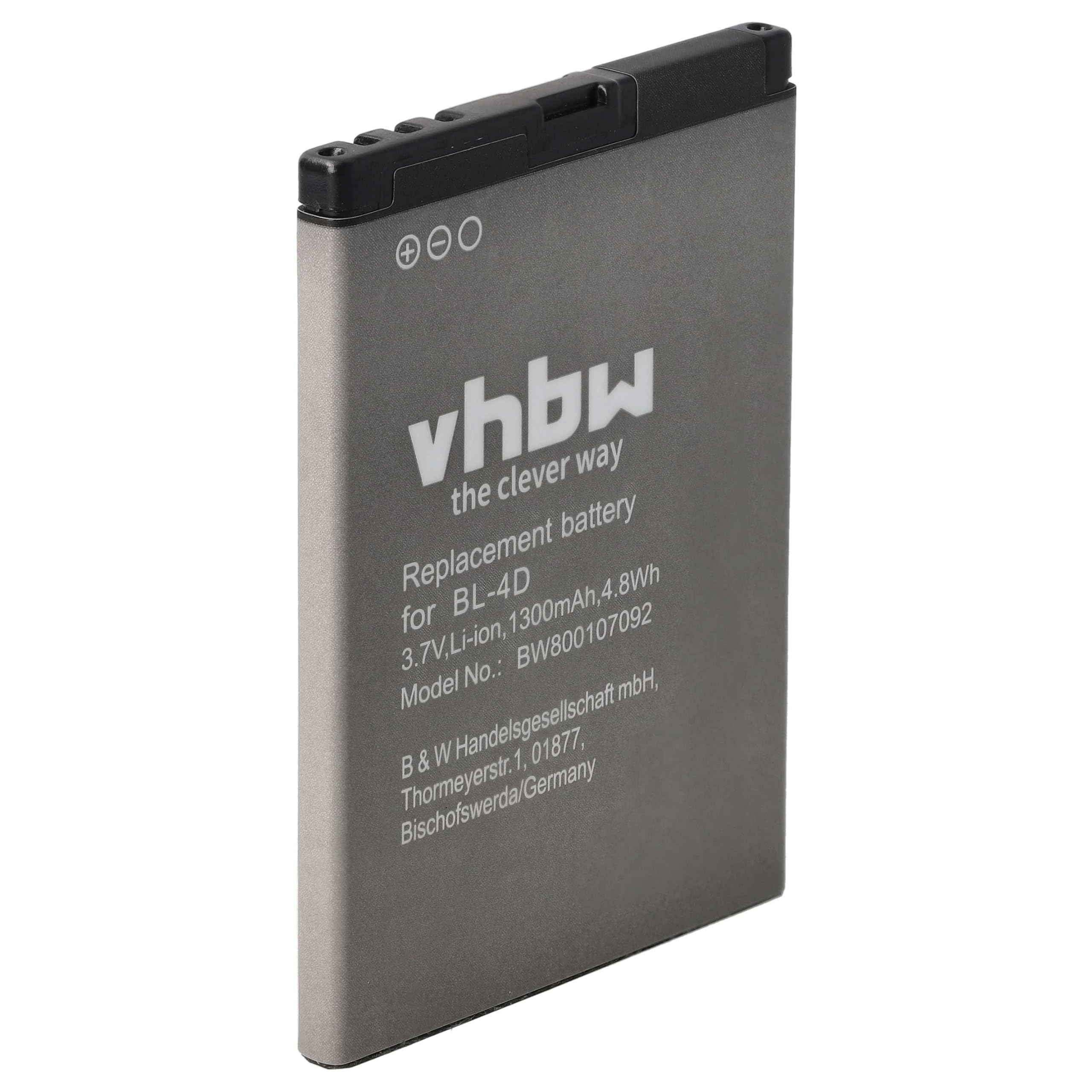 vhbw akumulator litowo-jonowy 1300 mAh (3,7 V) do telefonu komórkowego, smartfona Polaroid PROZ500PR003 jak BL-4D, C4D10T, N4D113J, TB-BL4D.