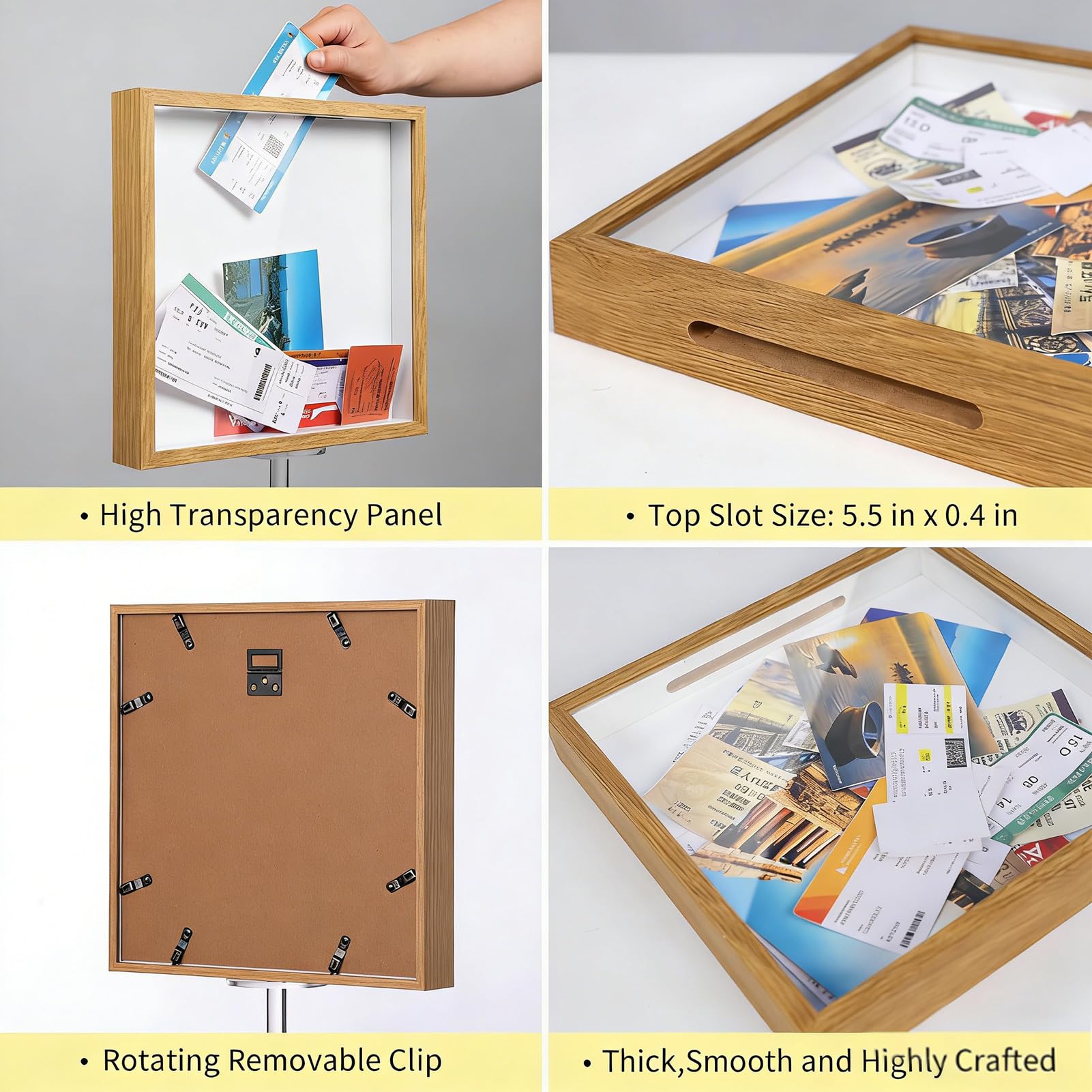 para guardar recuerdos Soporte de Pared Multiusos | Estuche para Souvenirs de Viaje con para billetes, postales, souvenirs, fotos, flores secas, familia y amigos