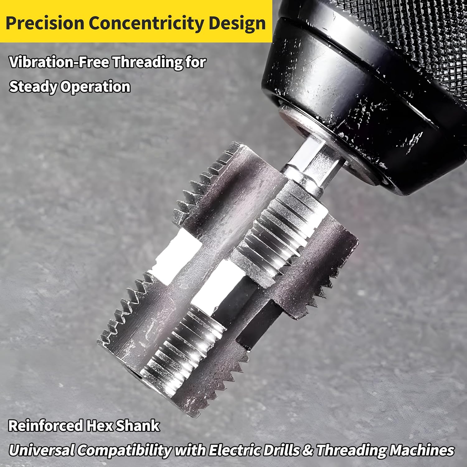 Electric Drill Compatible PVC Pipe Threader Kit with Various Die Sizes, PVC Thread Maker Tool for Electric Drill, 1/2" 3/4" Tool, Plastic Pipe Threader Kit, Rethreading Tool for Water Pipes (Internal)