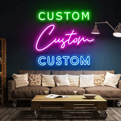 Letreros de neón LED personalizables para pared de dormitorio y decoración para fiestas de cumpleaños o logotipo de bar (texto de 1 línea, 55