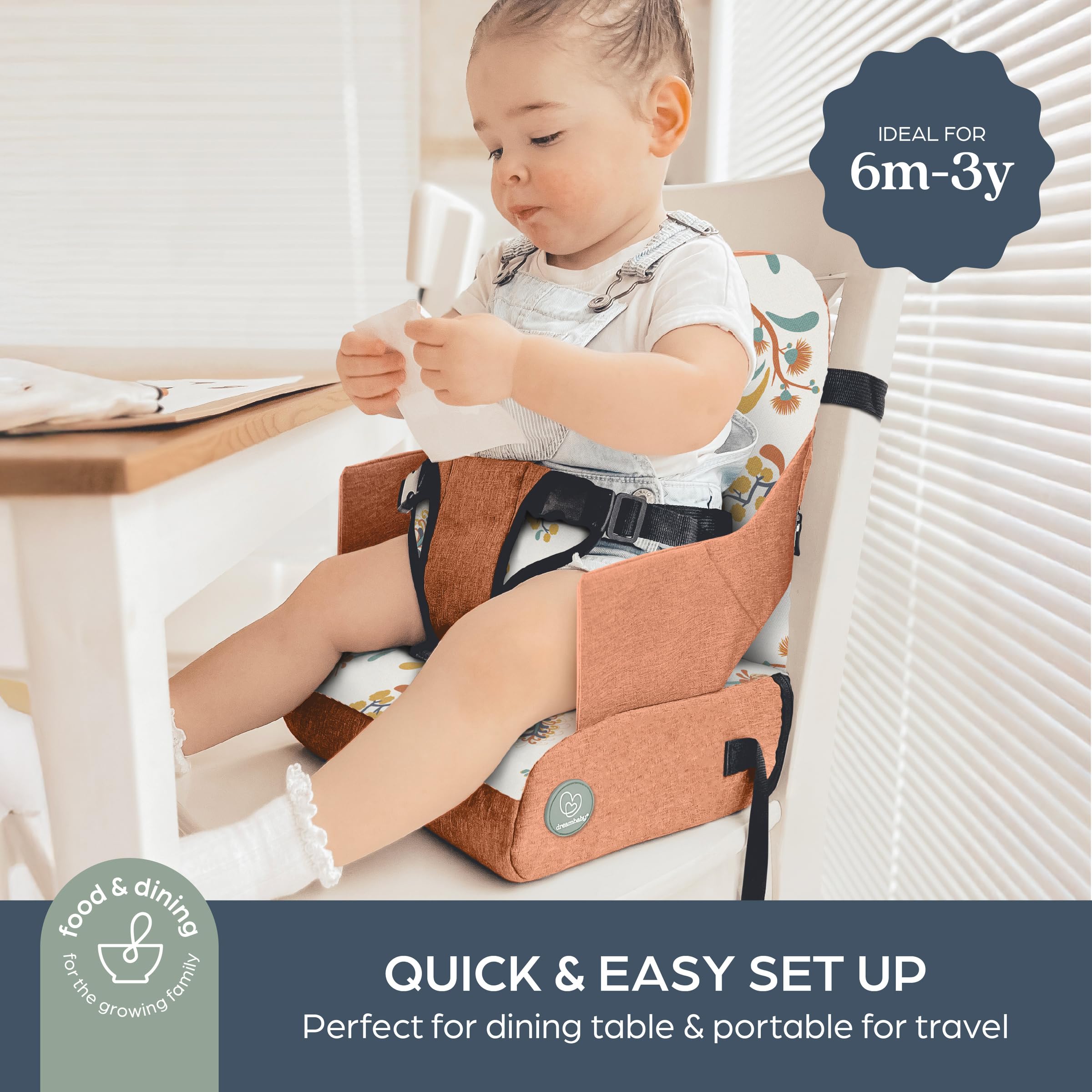 Dreambaby Seggiolone portatile per bambini con scomparti portaoggetti leggero compatto