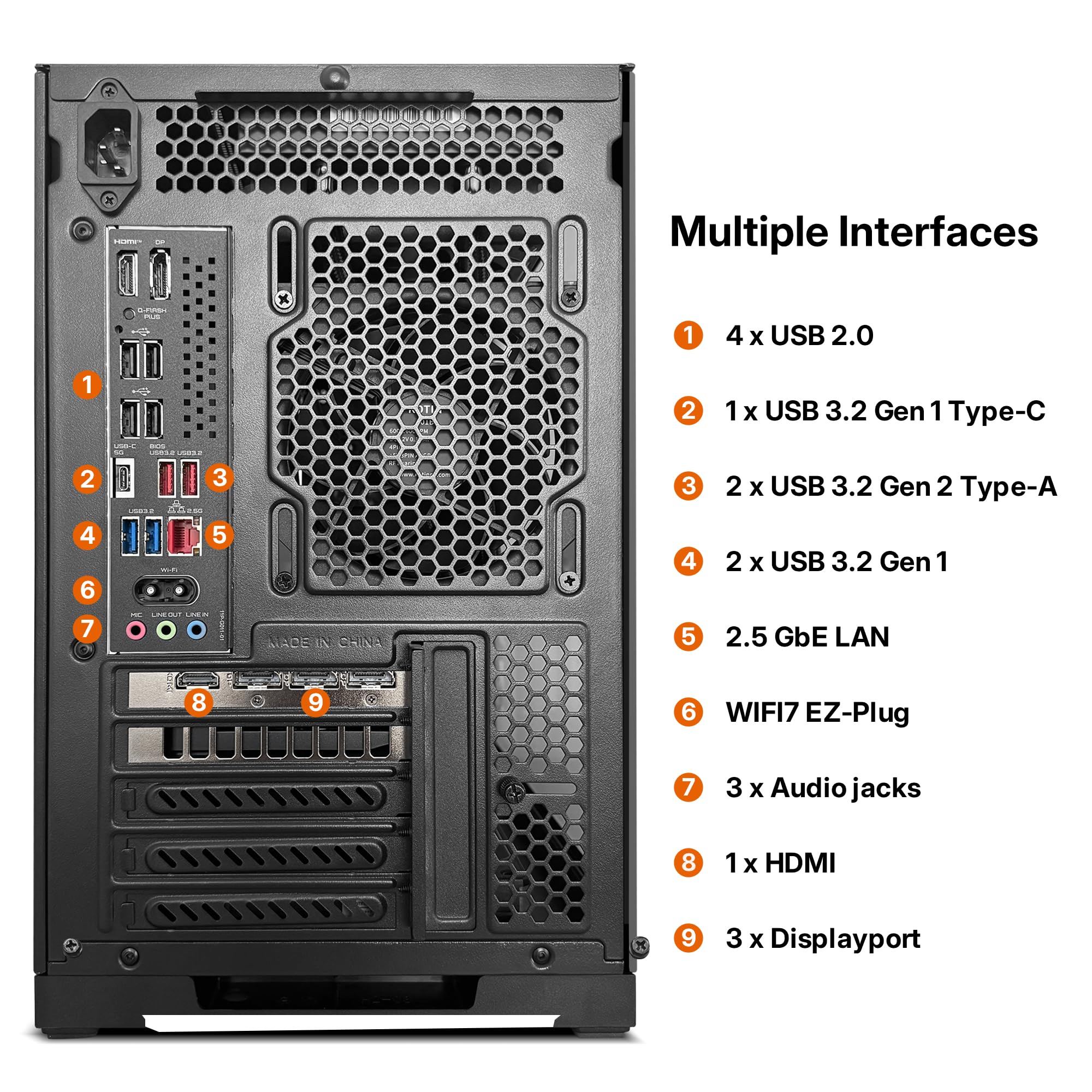 KOTIN Gaming PC Desktop, Ryzen 7 9800X3D, RTX 5070 12GB, 32GB DDR5, 1TB SSD | 11.3" Smart Display, 360mm Liquid Cooler, WiFi 7, 850W 80+ Gold PSU, Windows 11 ARGB Lighting Gaming Computer 1440 4K image 6