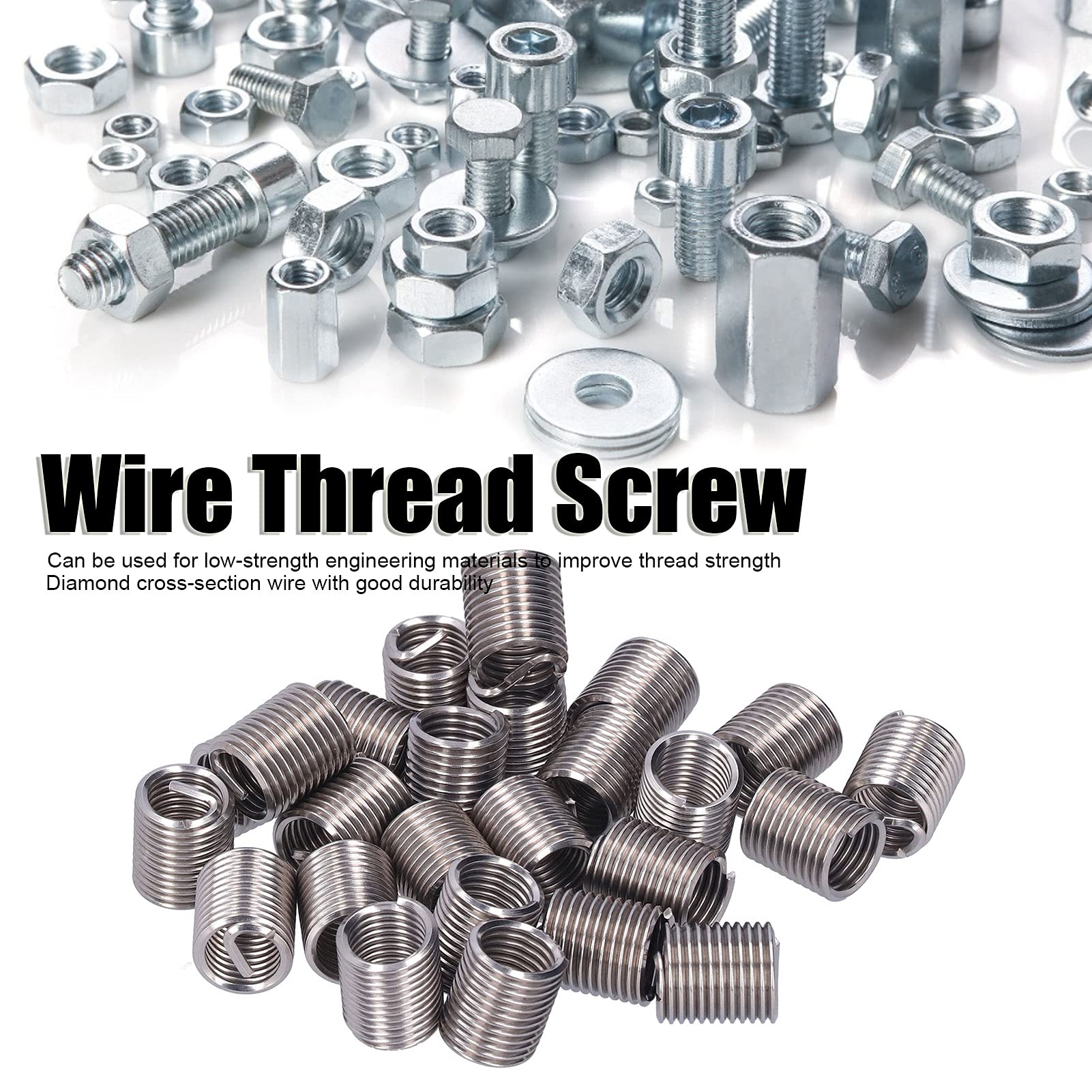 20 Piezas Acero Inoxidable de Reparación de Roscas M12 X 1,75(2D) | de Insertos de Alambre Kit Surtido de Tornillos, Inserto de Rosca de Alambre de Conversión Métrica y en Pulgadas