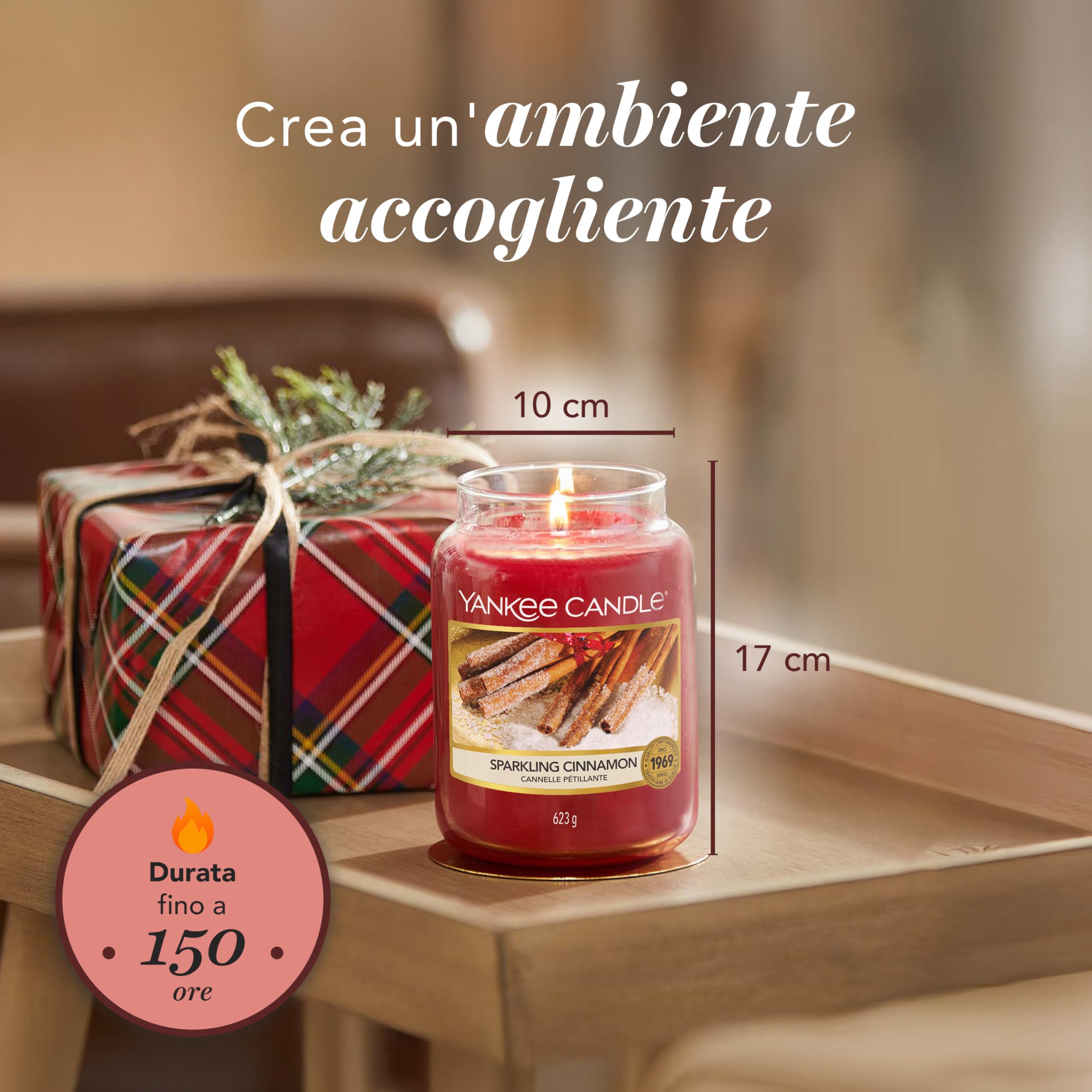 Yankee Candle Candela profumata in giara grande | Cannella Vivace | Durata Fino a 150 Ore