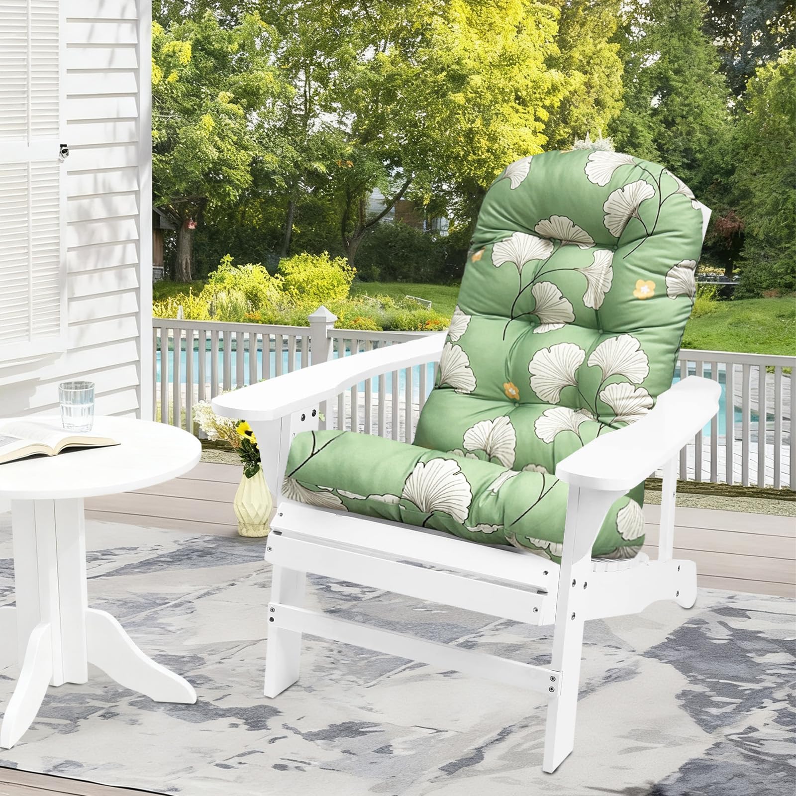 Photo 1 of UUluhao Outdoor Adirondack Chair Cushion - Green Printing, 43"x20"x3.9"