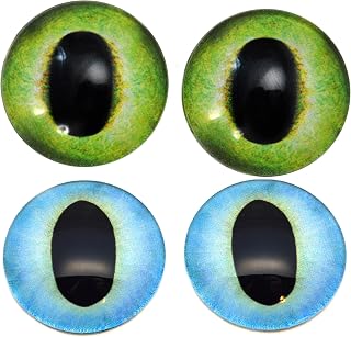 40mm Friendly Green and Sweet Light Blue Dragon Glass Eyes 2 Pair Bundle Large Fantasy Dinosaur Faux Taxidermy Art Jewelry Supply Wire Wrap Jewelry Felt Polymer Clay Creature Craft Sculpture