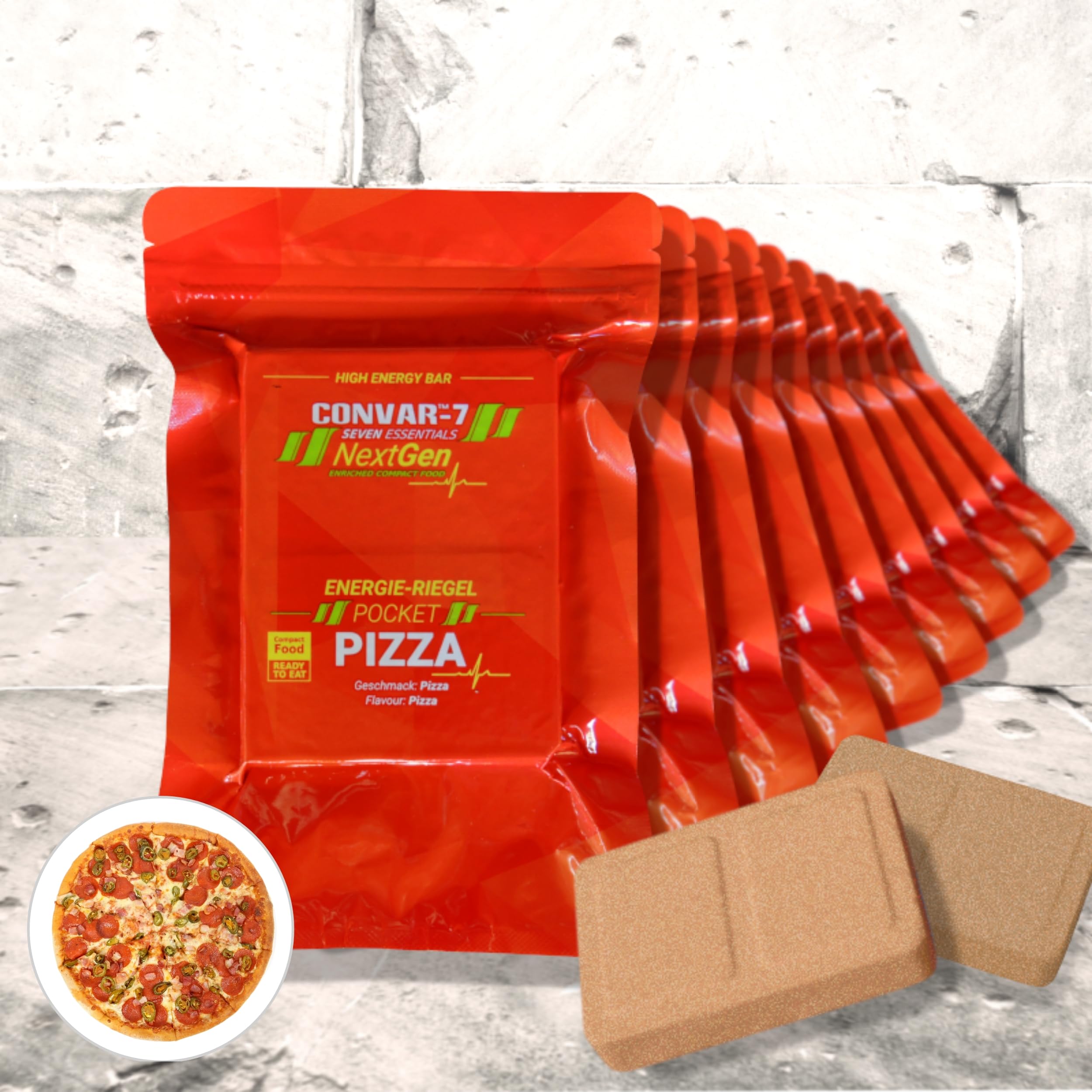 CONVAR-7 Barrita Energética Pizza Ración de Supervivencia Emergencia