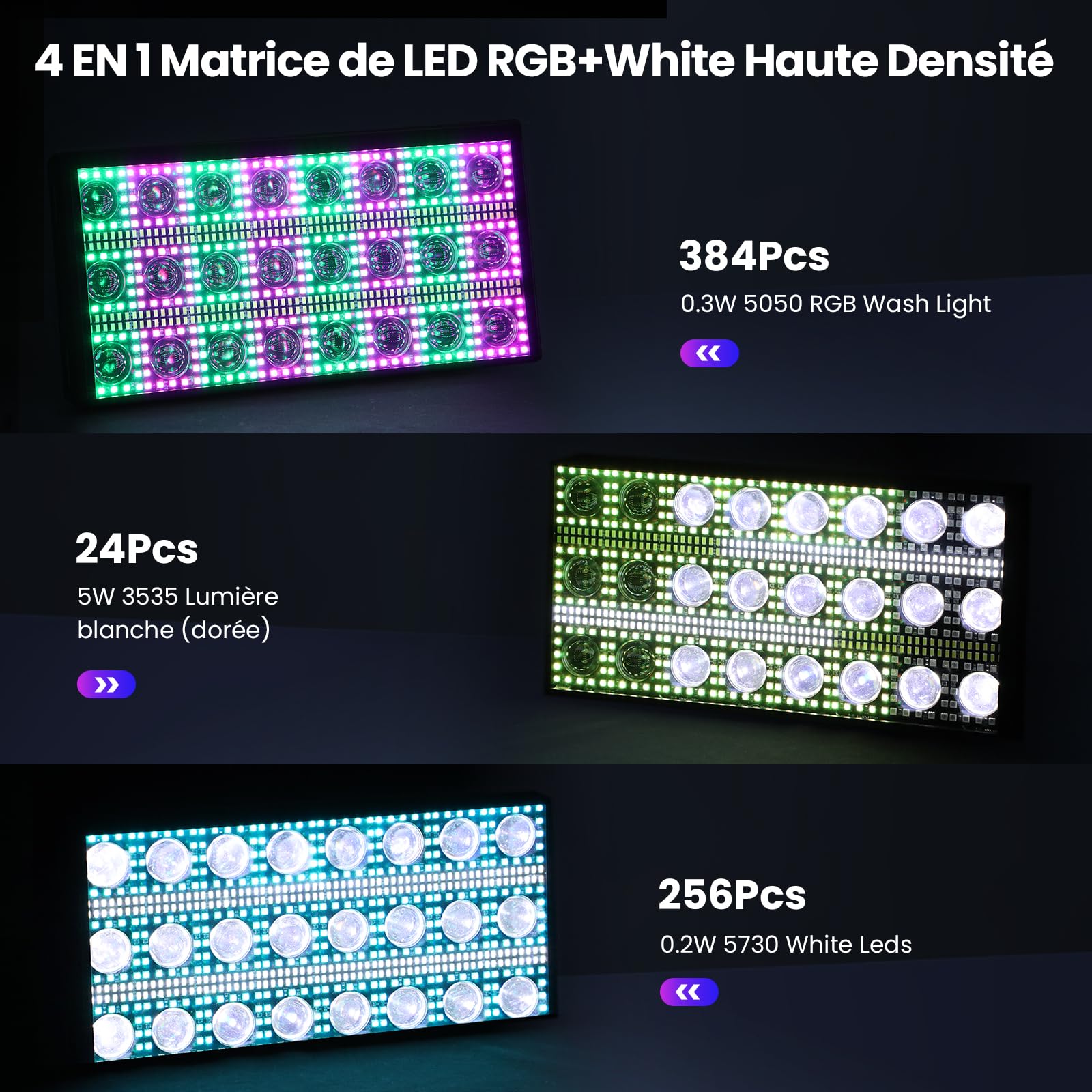 Betopper 300W Lumière Stroboscope LED Matricielle Beam Dynamique RGBW 1P | 4-en-1 RGBW Mappage de Pixels Jeu de Lumiere 5 Modes de Controle Intense Strobe Lumières de Scène pour DJ Bar Fête