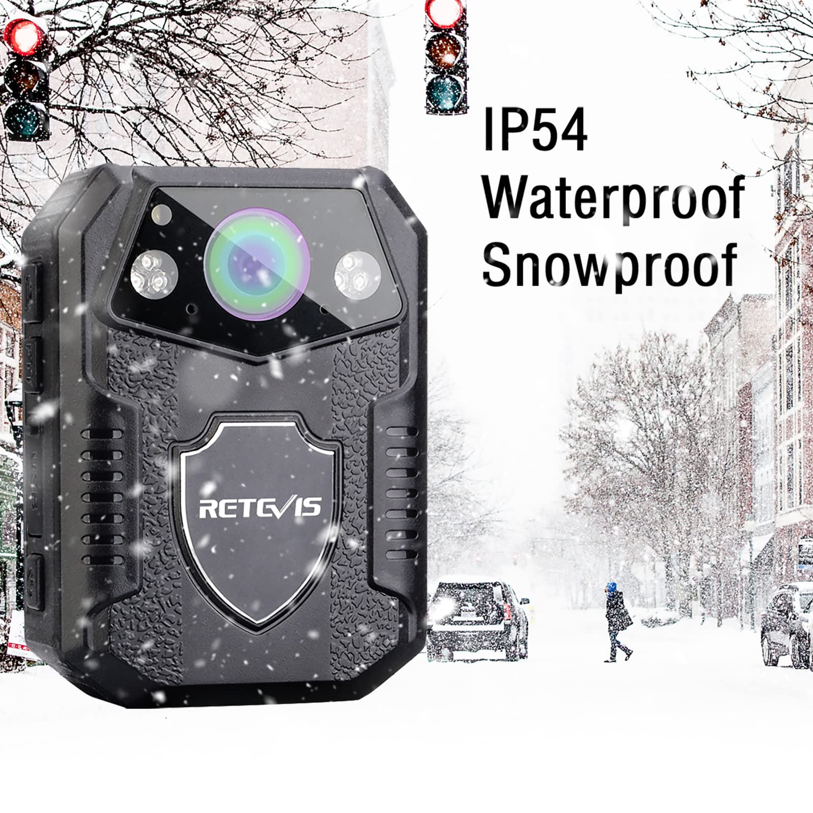 Retevis RT77 Body Camera Polizia 1080P 16G Videocamera Indossata o Montata Smart Night Vision 2650mAh Riproduzione Angolato 150° Gradi LCD da 2.0 Pollici (Nero,1Pezzi)
