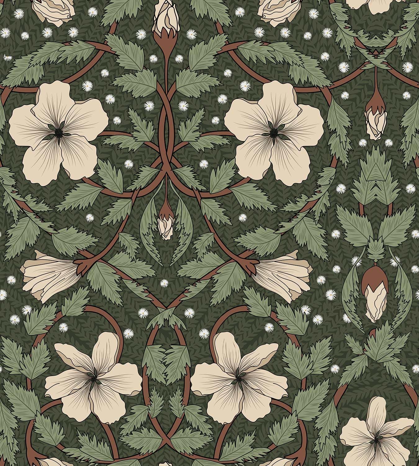 Vintage William Morris Floral Leaf Peel and Stick Wallpaper Art Deco Victorian Self Adhesive Removable Contact Paper for cabinets Bathroom and Bedroom Wallpaper 17.7"x78.7"