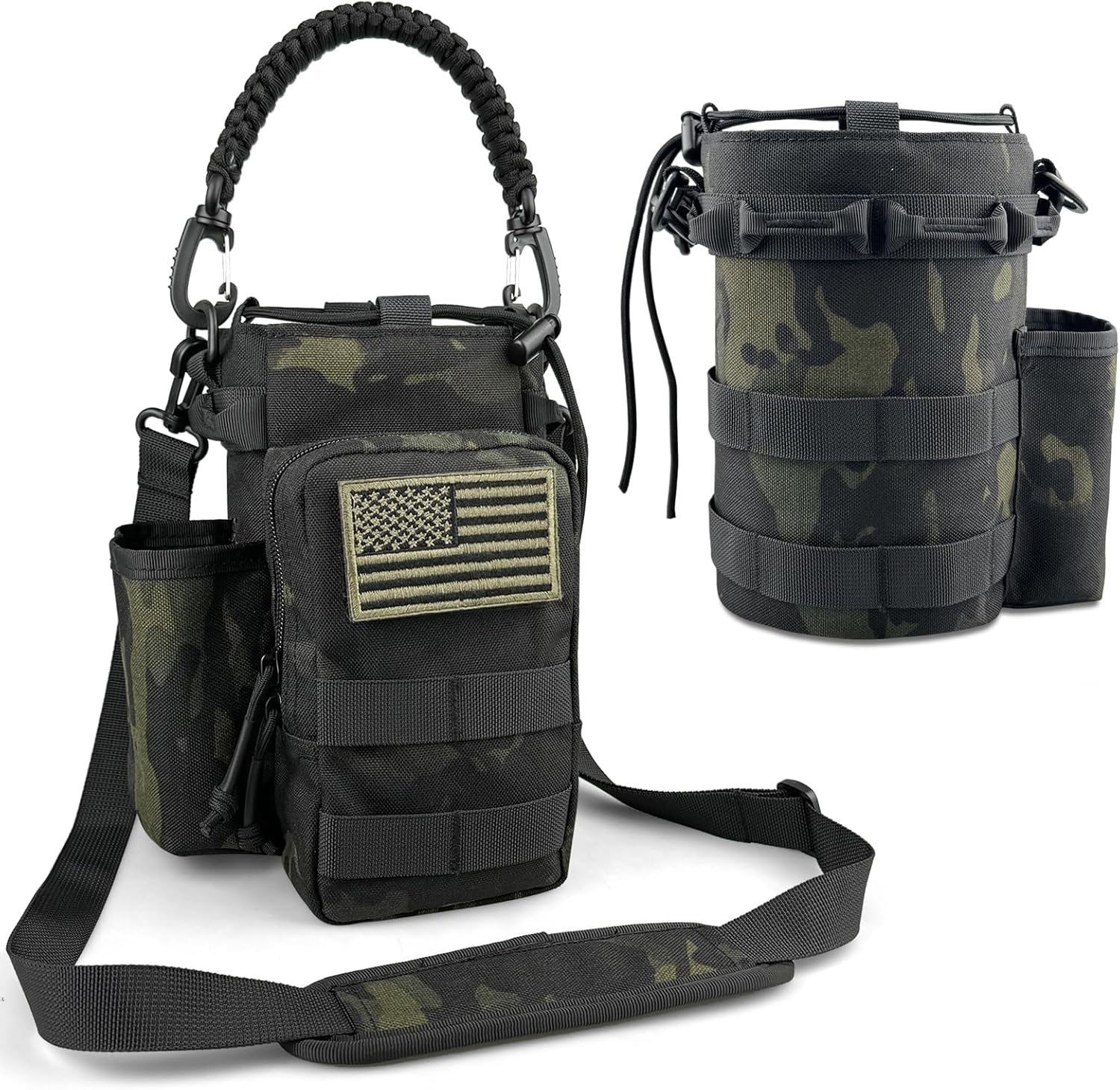 COOLYARD Water Bottle Holder with Strap 32 40 64oz Crossbody Insulated Water Bottle Sleeve Carrier Sling Bag Molle Tactical Pouch for Hiking Camping Gym Walking