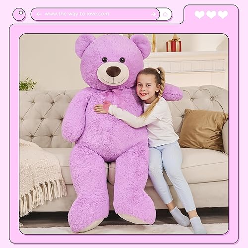 Miniatura 3 de DOLDOA Oso de peluche gigante de 51 pulgadas, oso de peluche grande, oso de peluche grande calmante para niños, novia, baby shower, morado