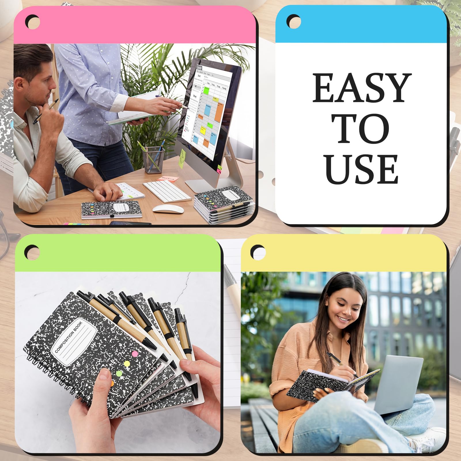 Qilery Paquete de 30 cuadernos con espiral con forro de composición, bloc de notas pequeño y bolígrafo, bloc de notas rayado, cuaderno de bolsillo negro para negocios, oficina, suministros escolares