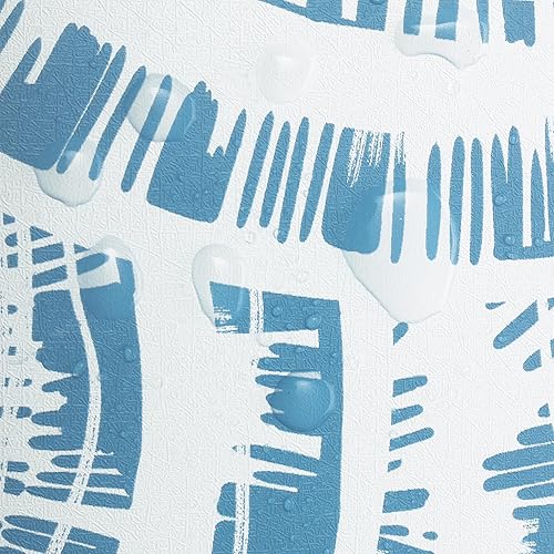 Miniatura 8 de Toduso Papel tapiz geométrico azul para despegar y pegar, papel tapiz circular blanco y azul de 17.3 x 393.7 pulgadas, papel tapiz extraíble para