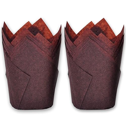 500 pcs Large size Brown Tulip Baking Cups 2-1/4"(Base diameter)