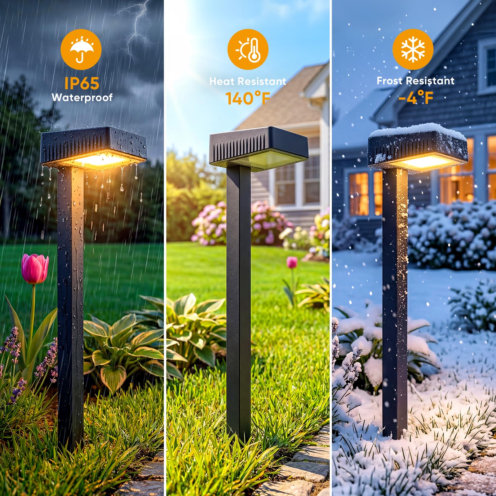 Solarbetriebene Wegleuchten für den Außenbereich, wasserdicht, 8 Stück, 80 Lumen, 2700 K, warmweiß, 2 LEDs, lange Lebensdauer, 30 % hohe Effizienz, Solarpanel