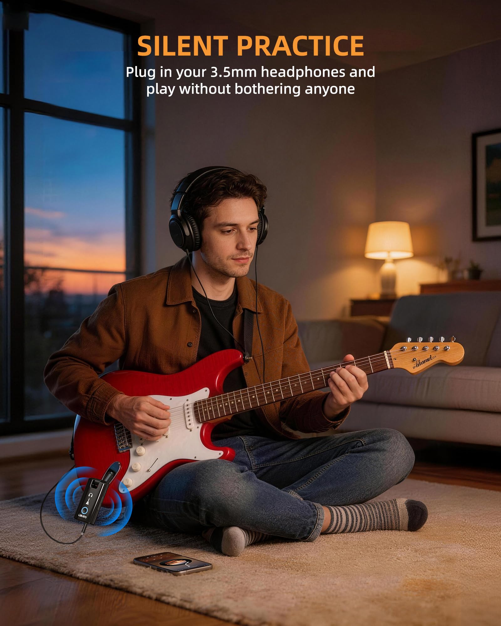LEKATO Mini-Gitarren-Kopfhörerverstärker mit App, PA-5 | Multieffekte: 8 Module, 18 Verstärker, 20 IRs & IR-Ladefunktion. Drum-Machine, OTG-Aufnahme, Bluetooth-Streaming.