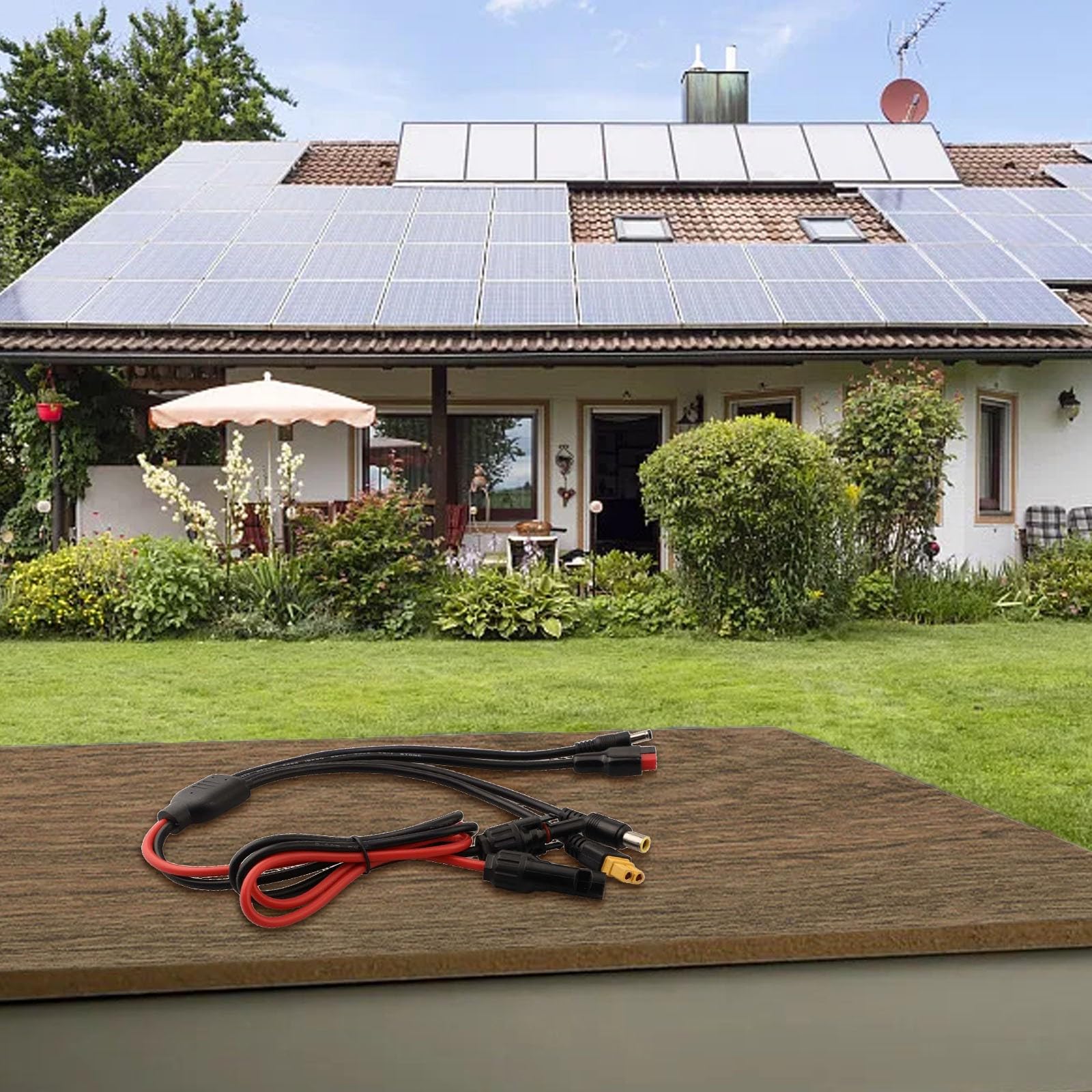 4-in-1 Solarpanel-Adapter-Kit mit XT60, DC5521 und DC7909 Steckern zum Aufladen von Kraftwerken, 12AWG-18AWG Drähte, kompatibel mit ECOFLOW River/Delta, Anker 521/A1294, Pow