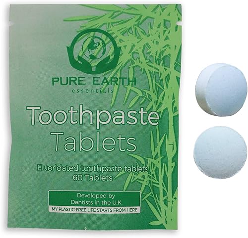 Miniatura 8 de Tabletas de pasta de dientes cero residuos con flúor, tabletas de pasta de dientes de viaje para dientes sanos y aliento fresco, 60 pestañas