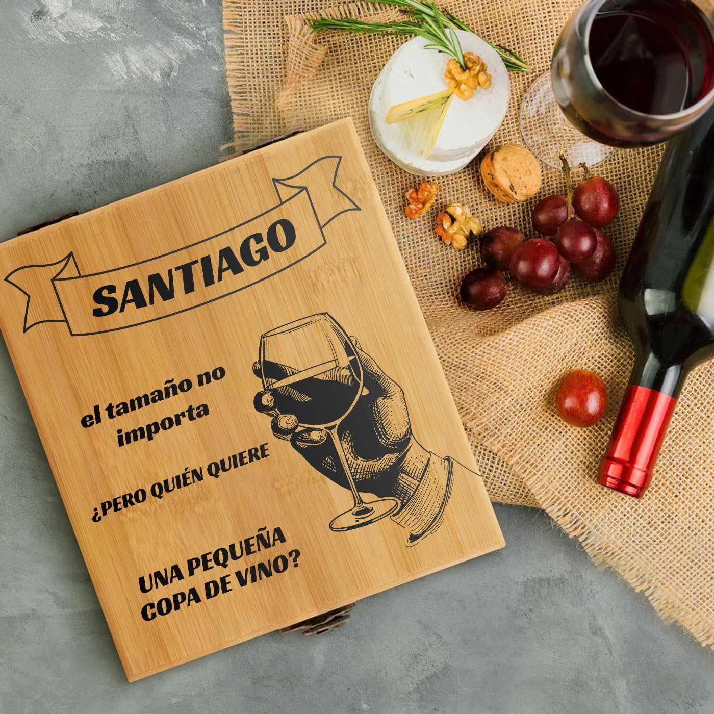 Maverton Juego de Vino Personalizado 4 Piezas con Caja Grabado Abridor de Botellas Regalo Mujer
