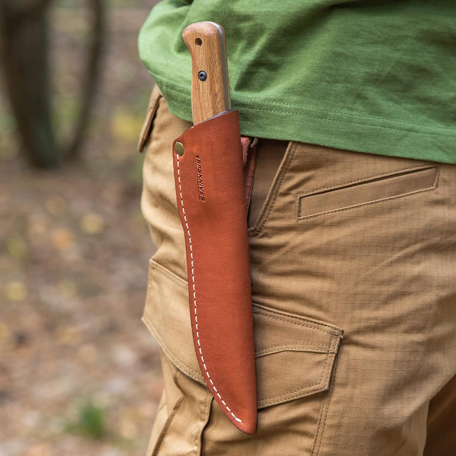 BPSKNIVES B1 CSH - Bushcraft-Messer mit Lederscheide - Campingmesser - Outdoor-Kohlenstoffstahlmesser mit Durchgehender Klinge - Handgefertigtes Lagermesser - Survival-Taktikmesser