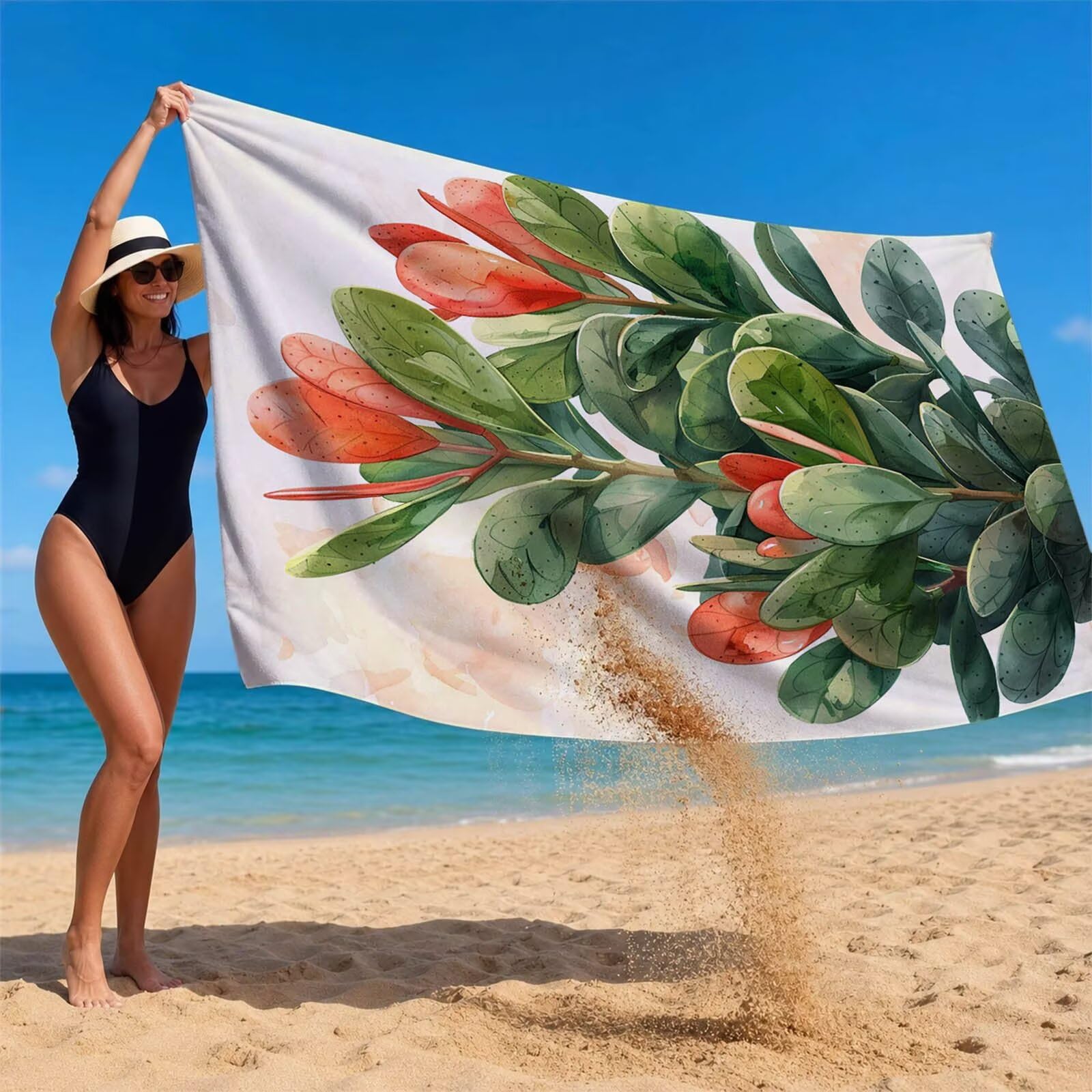 Cactus Toalla Playa 160x220 Resistente a la arena Secado rápido Ligero, Toalla Playa Grande 220 x 160cm Suave Cómodo como Gym Yoga Sauna Toallas Baño Grandes Exterior Travel Essentials Planta XTLS7253