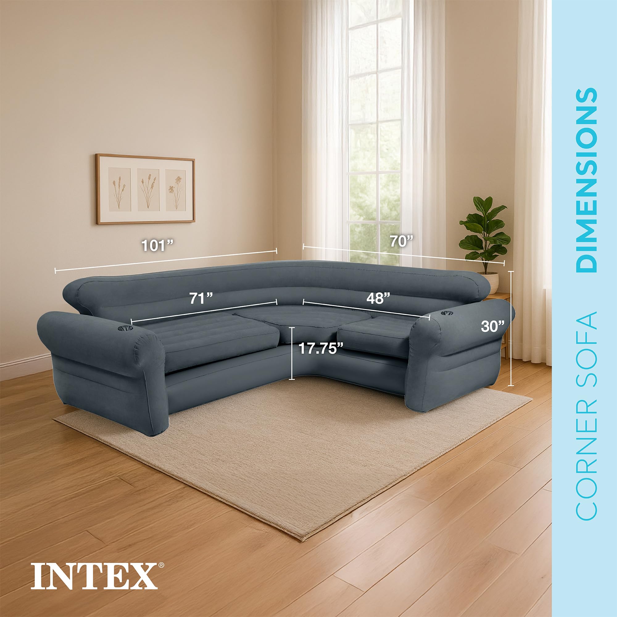 Intex Corner Sofa L-Shaped Inflatable Indoor Relaxing Lounge